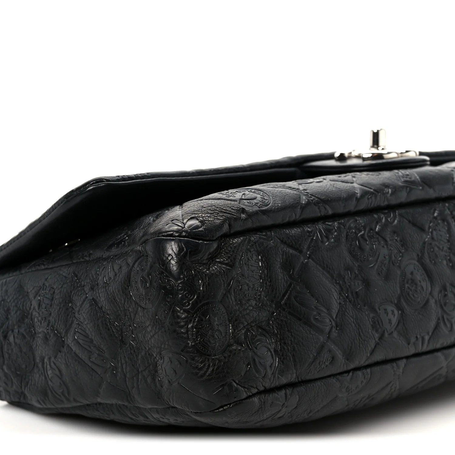 Calfskin Embossed Large Lucky Symbols Flap Black - Image 10