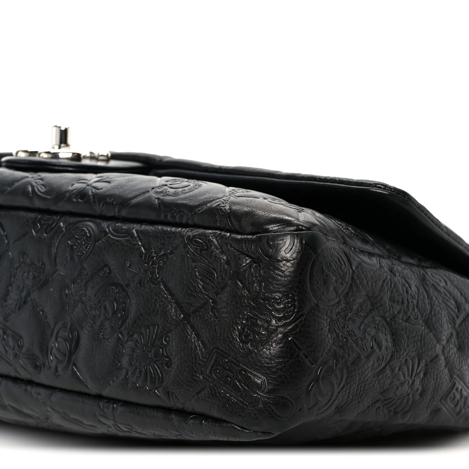 Calfskin Embossed Large Lucky Symbols Flap Black - Image 11