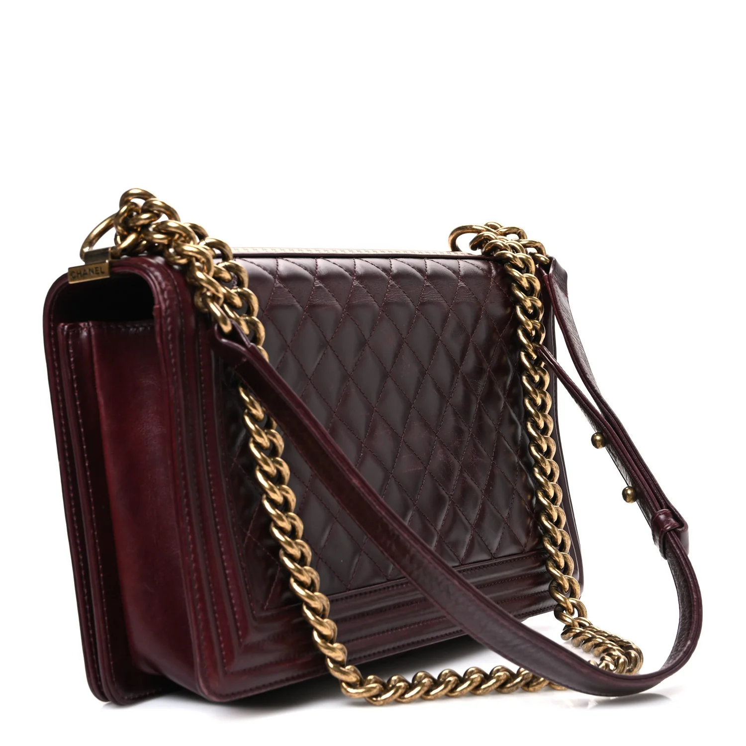 Calfskin Embossed New Medium Paris Salzburg Boy Flap Burgundy - Image 3
