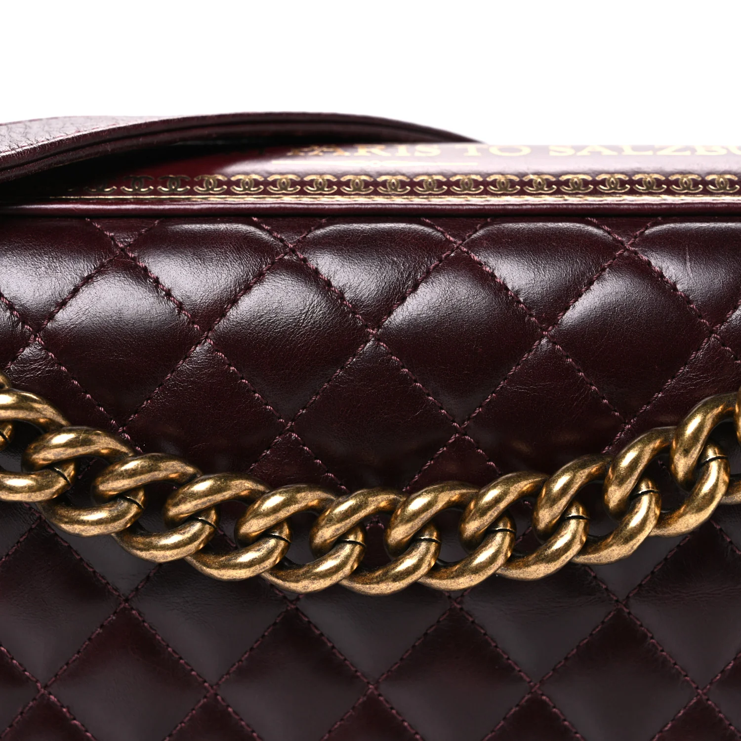 Calfskin Embossed New Medium Paris Salzburg Boy Flap Burgundy - Image 8