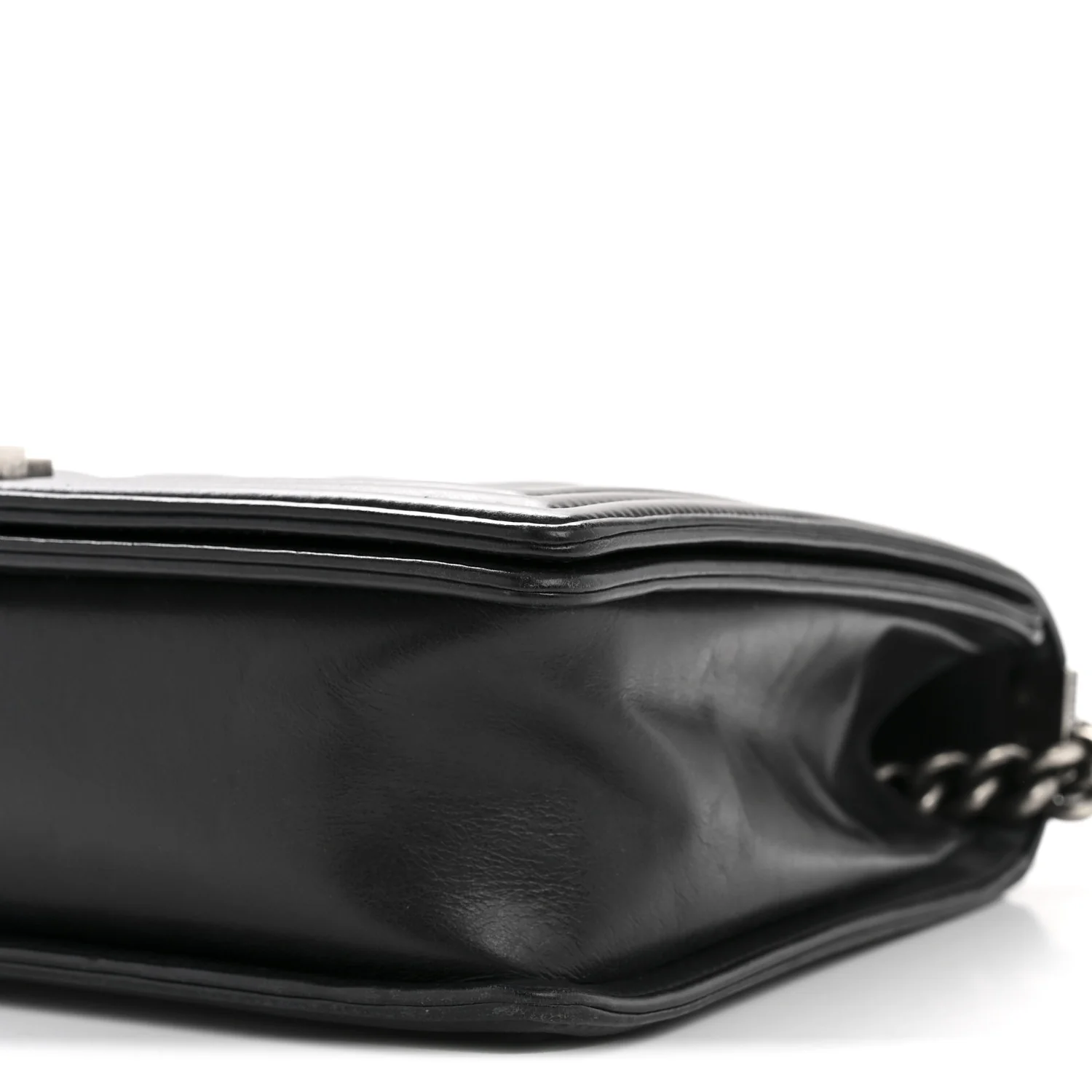 Calfskin Embossed Stitch Large Boy Flap Black - Image 10