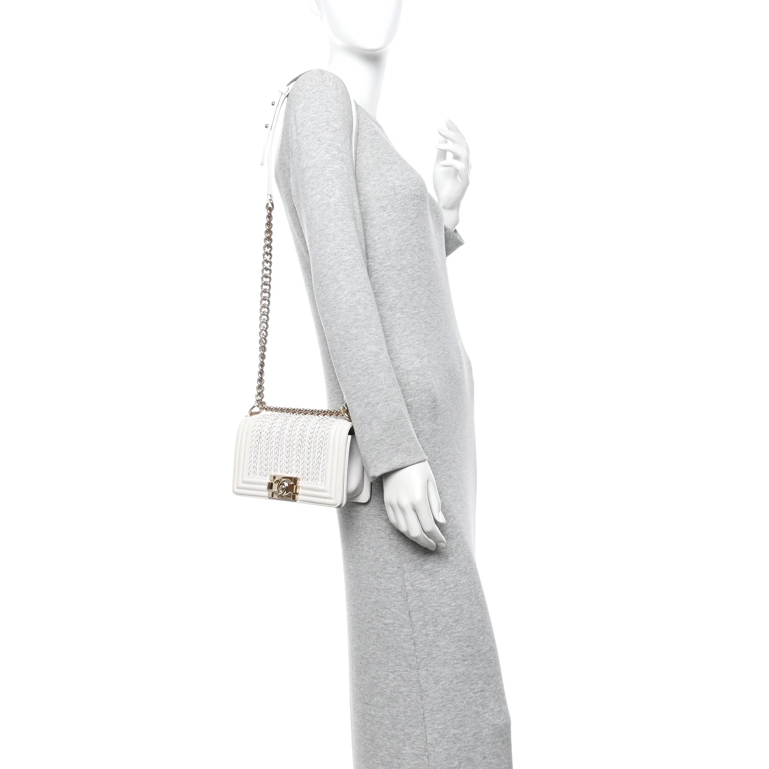 Calfskin Embroidered Small Boy Flap White - Image 2