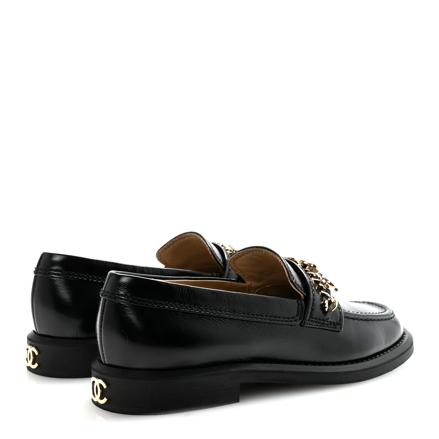 Calfskin Enamel Charms Mocassin Loafers 35.5 Black - Image 5