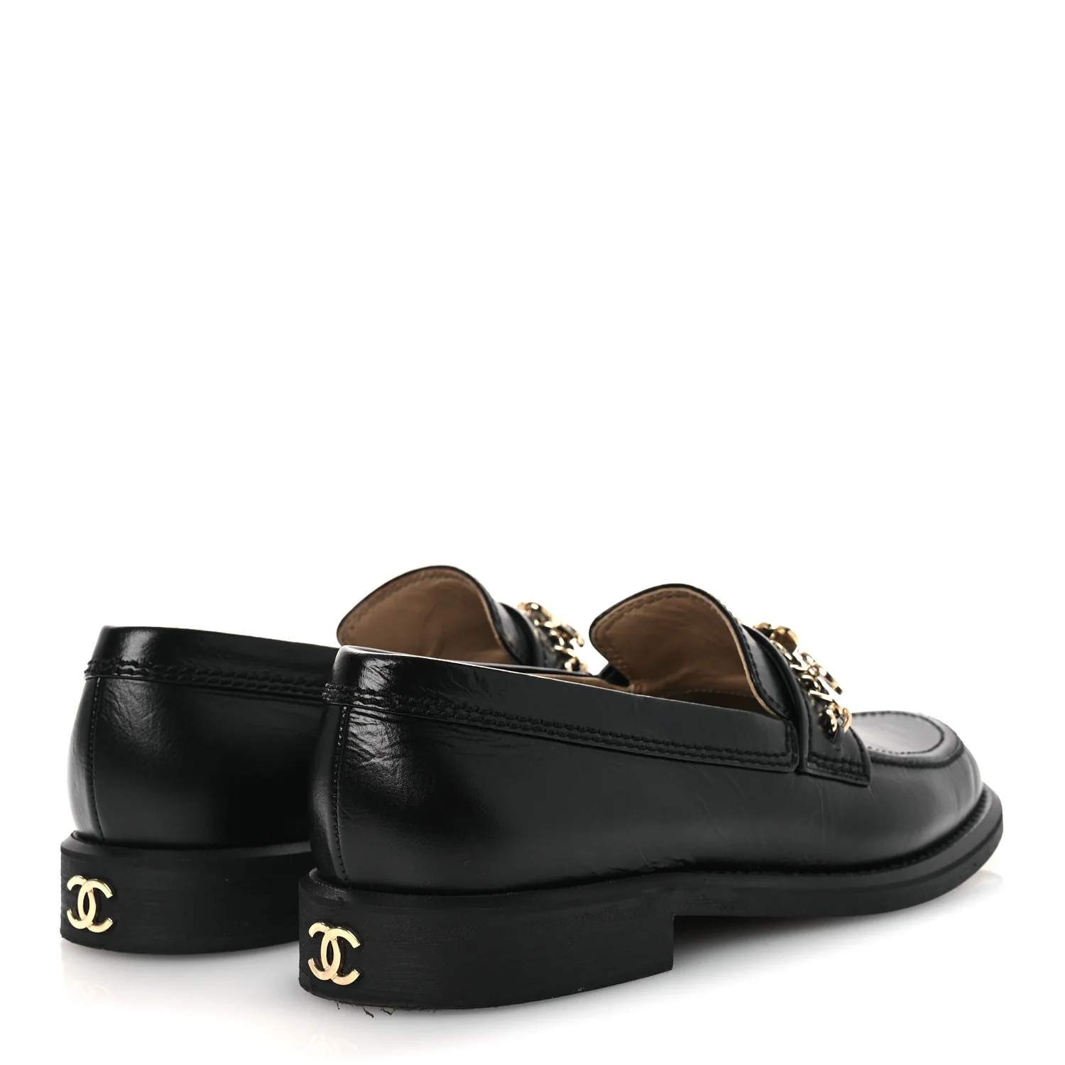 Calfskin Enamel Charms Mocassin Loafers 39.5 Black - Image 10