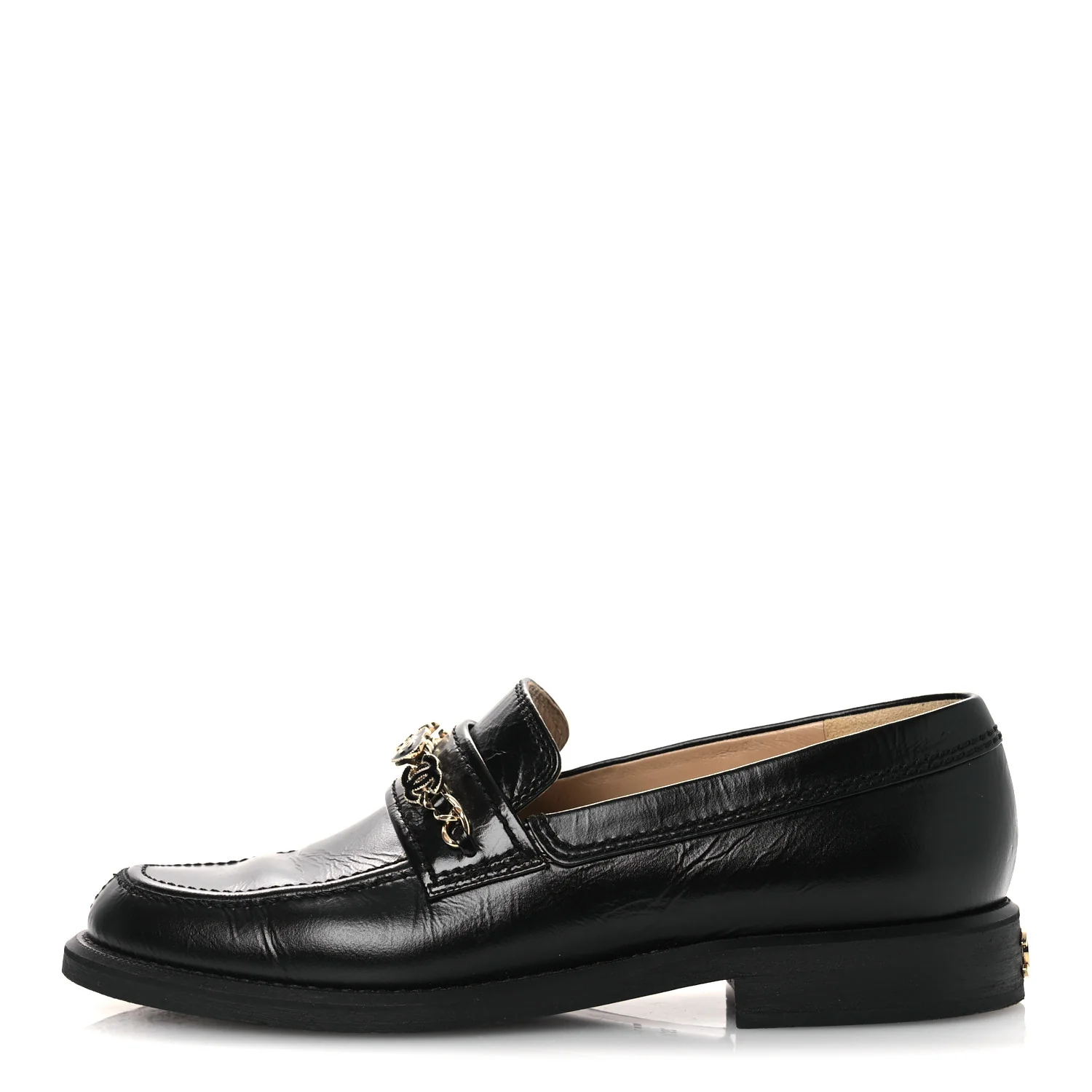 Calfskin Enamel Charms Mocassin Loafers 39.5 Black - Image 2