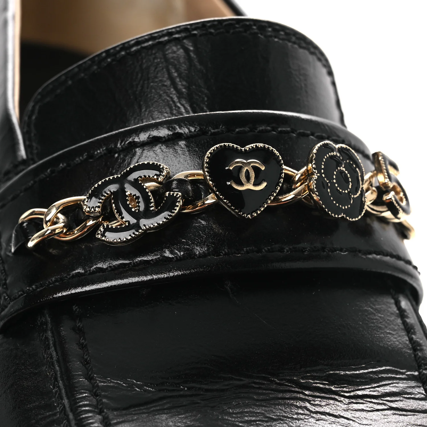 Calfskin Enamel Charms Mocassin Loafers 39.5 Black - Image 22