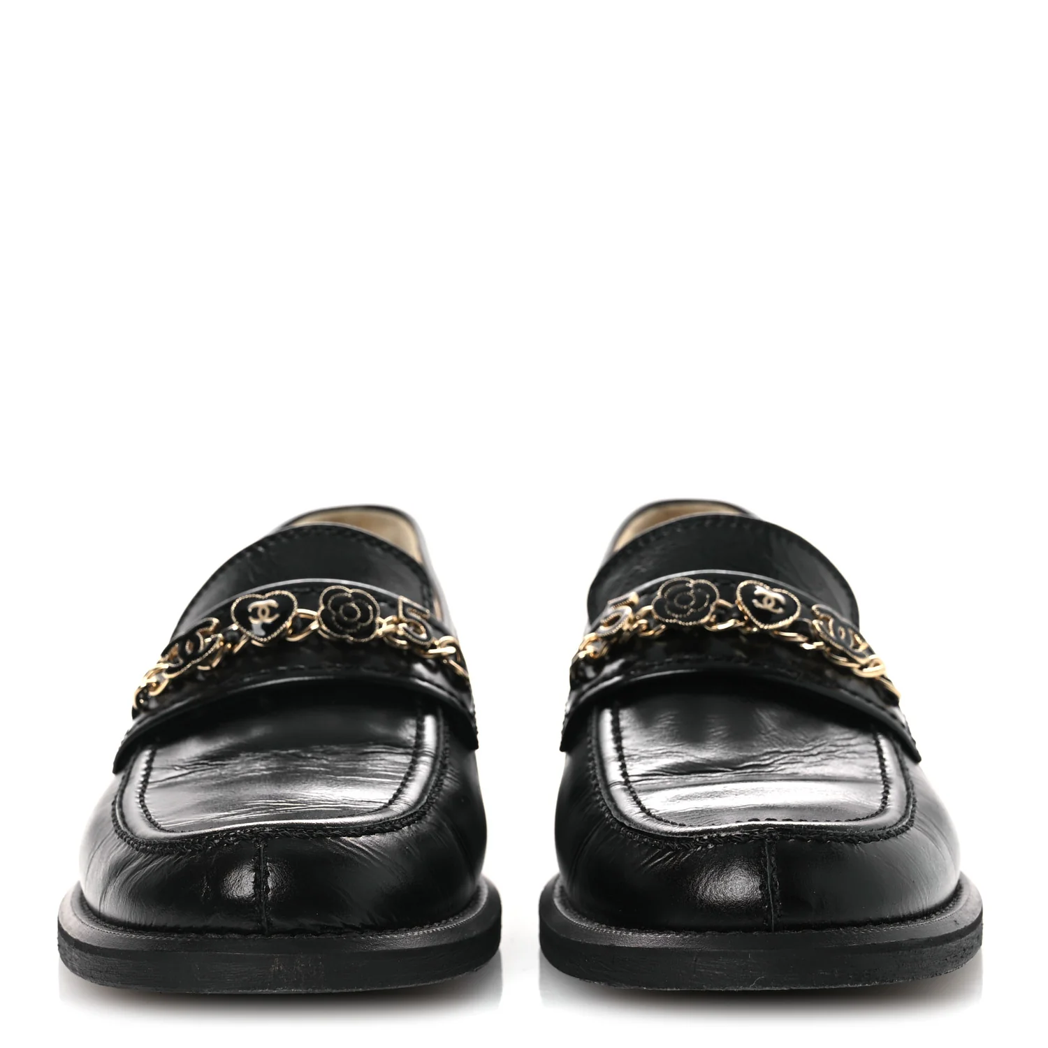 Calfskin Enamel Charms Mocassin Loafers 39.5 Black - Image 6