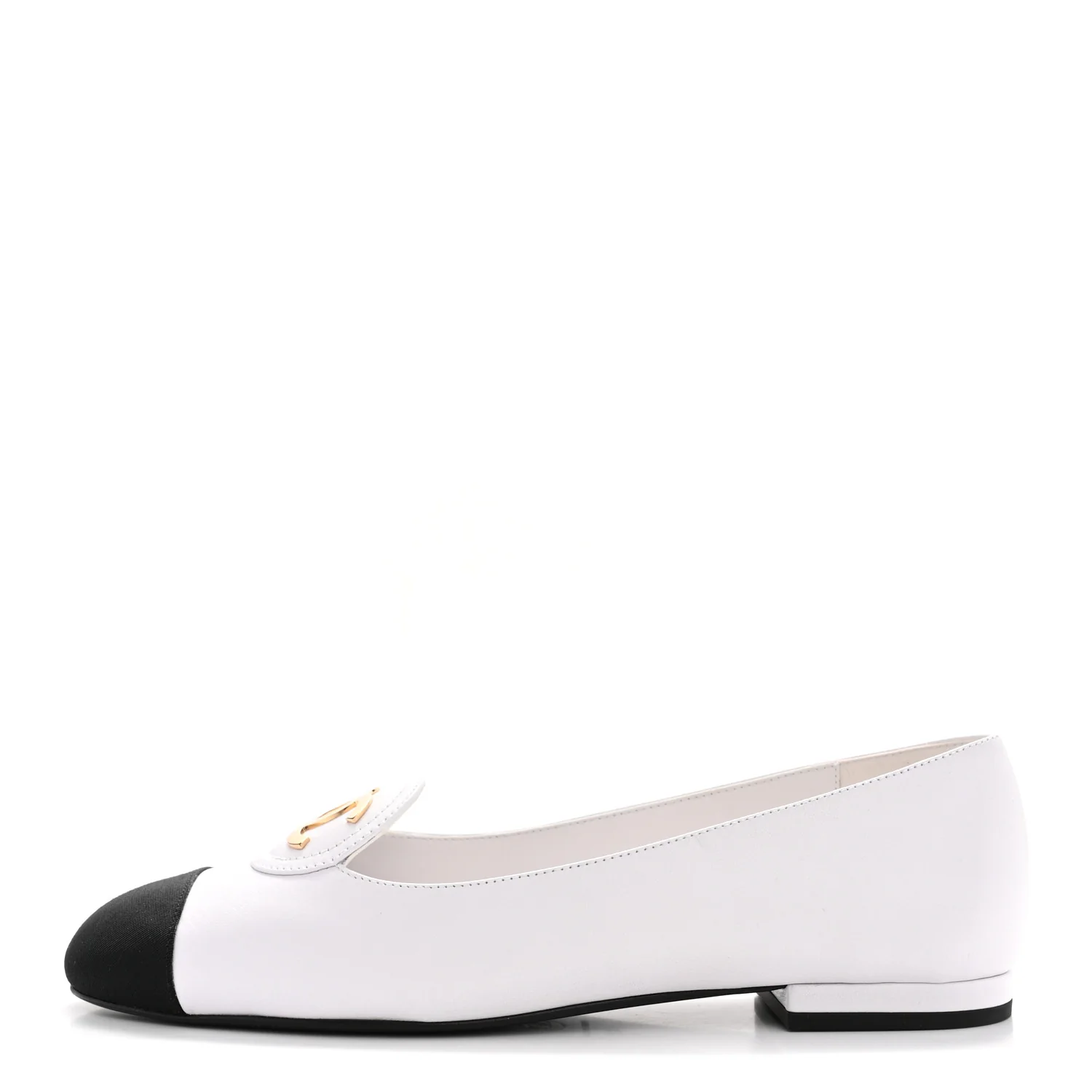 Calfskin Grosgrain Cap Toe CC Moccasin Loafers 40 White Black - Image 2
