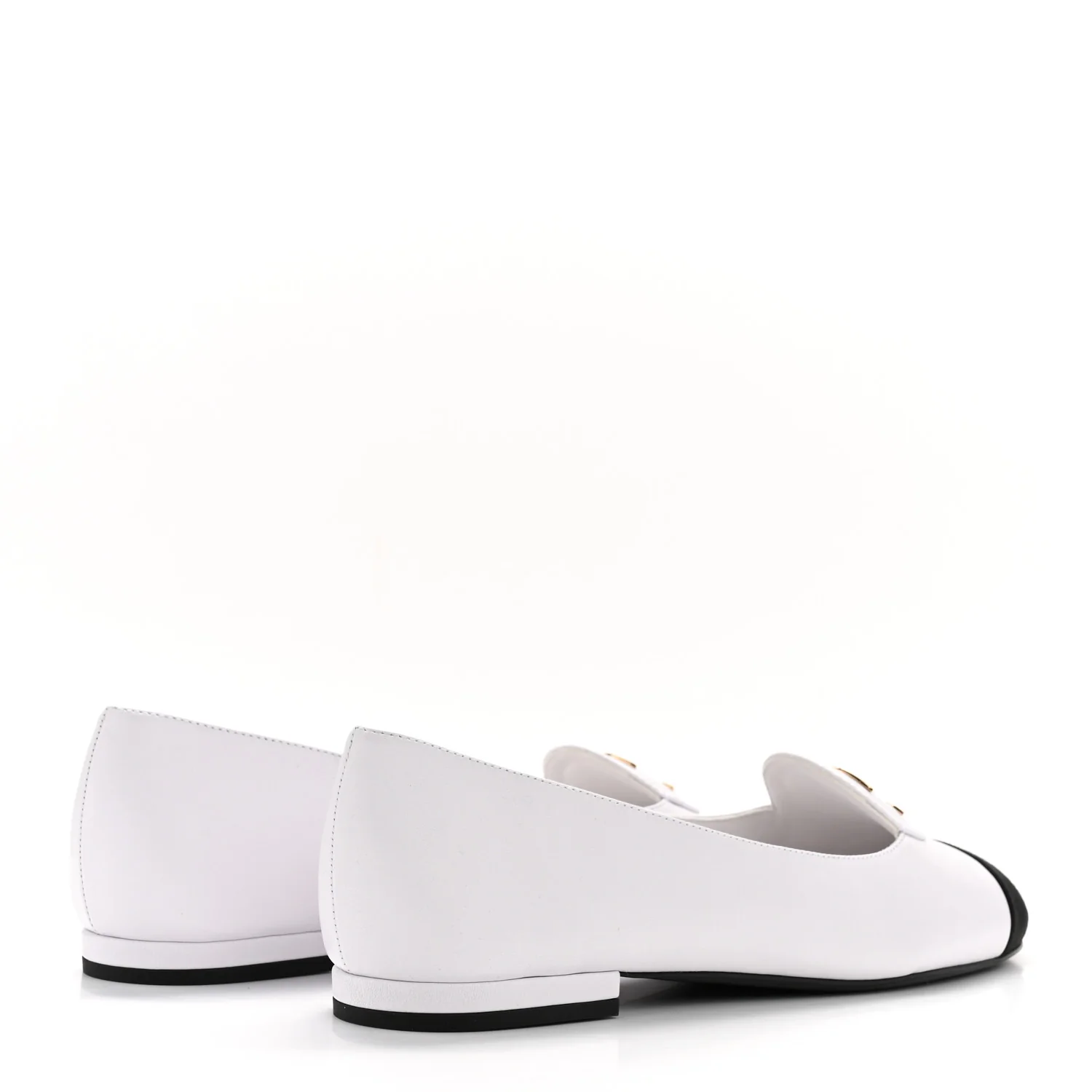 Calfskin Grosgrain Cap Toe CC Moccasin Loafers 40 White Black - Image 9