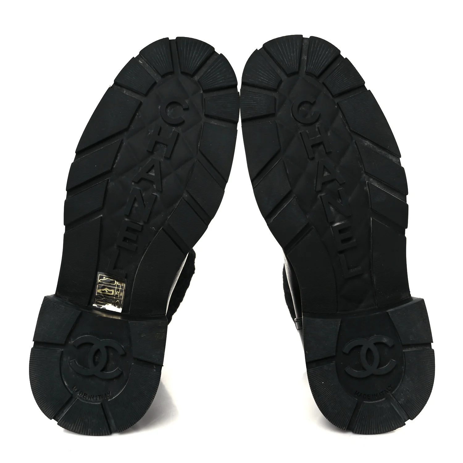 Calfskin Knit CC Short Boots 38 Black - Image 6