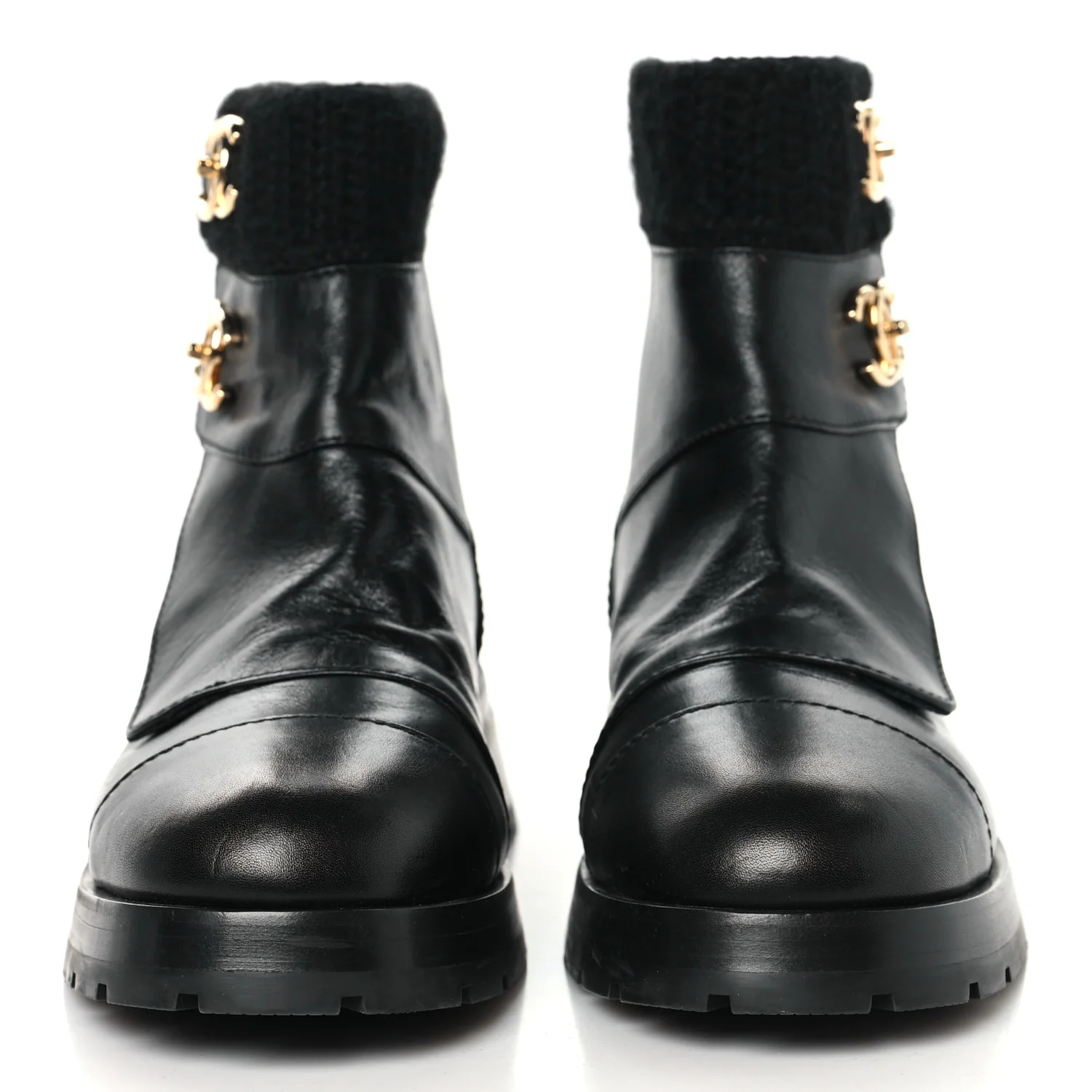 Calfskin Knit CC Short Boots 41 Black - Image 3
