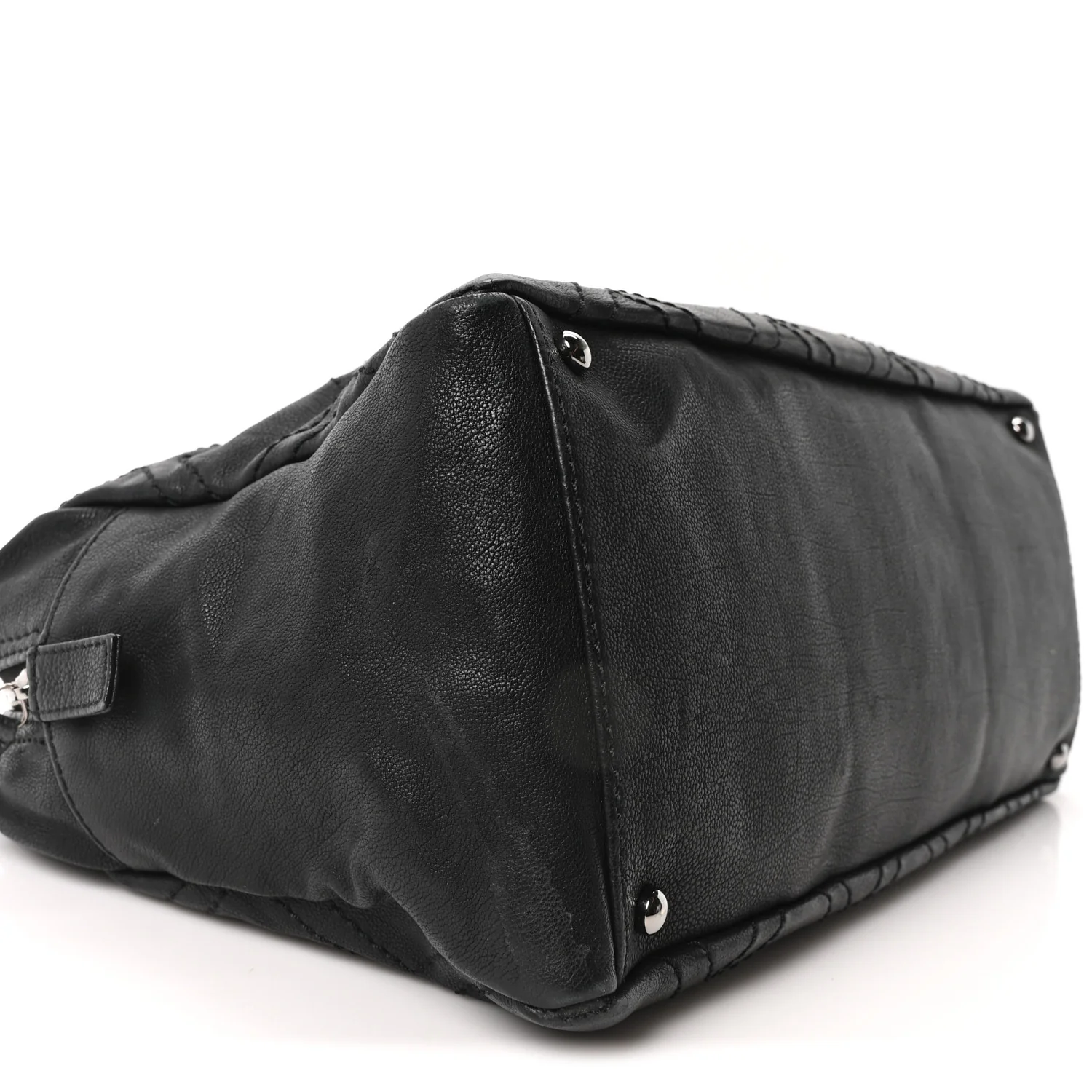 Calfskin Large Diamond Stitch Tote Black - Image 9