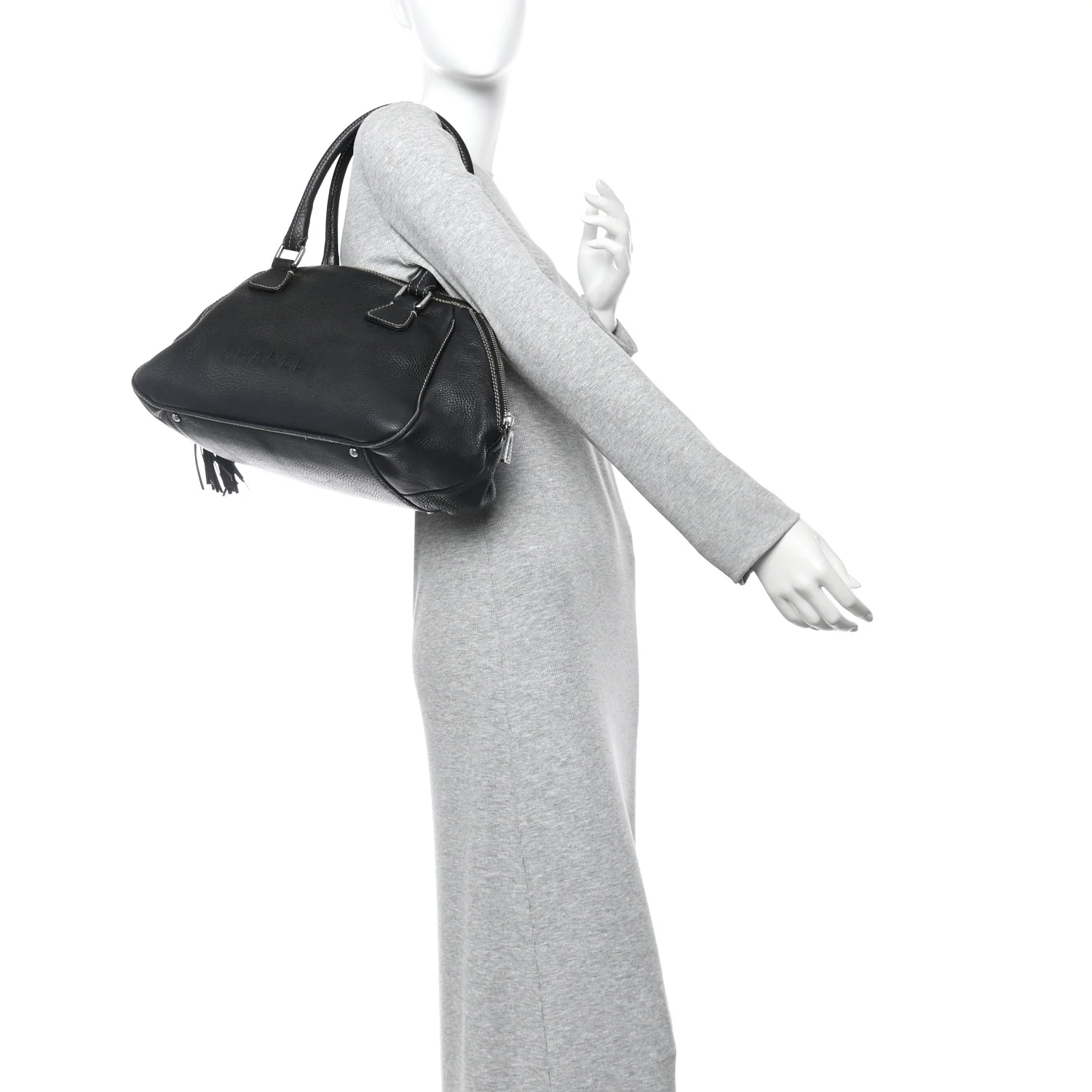 Calfskin Large Tassel Bowler Black - Image 2