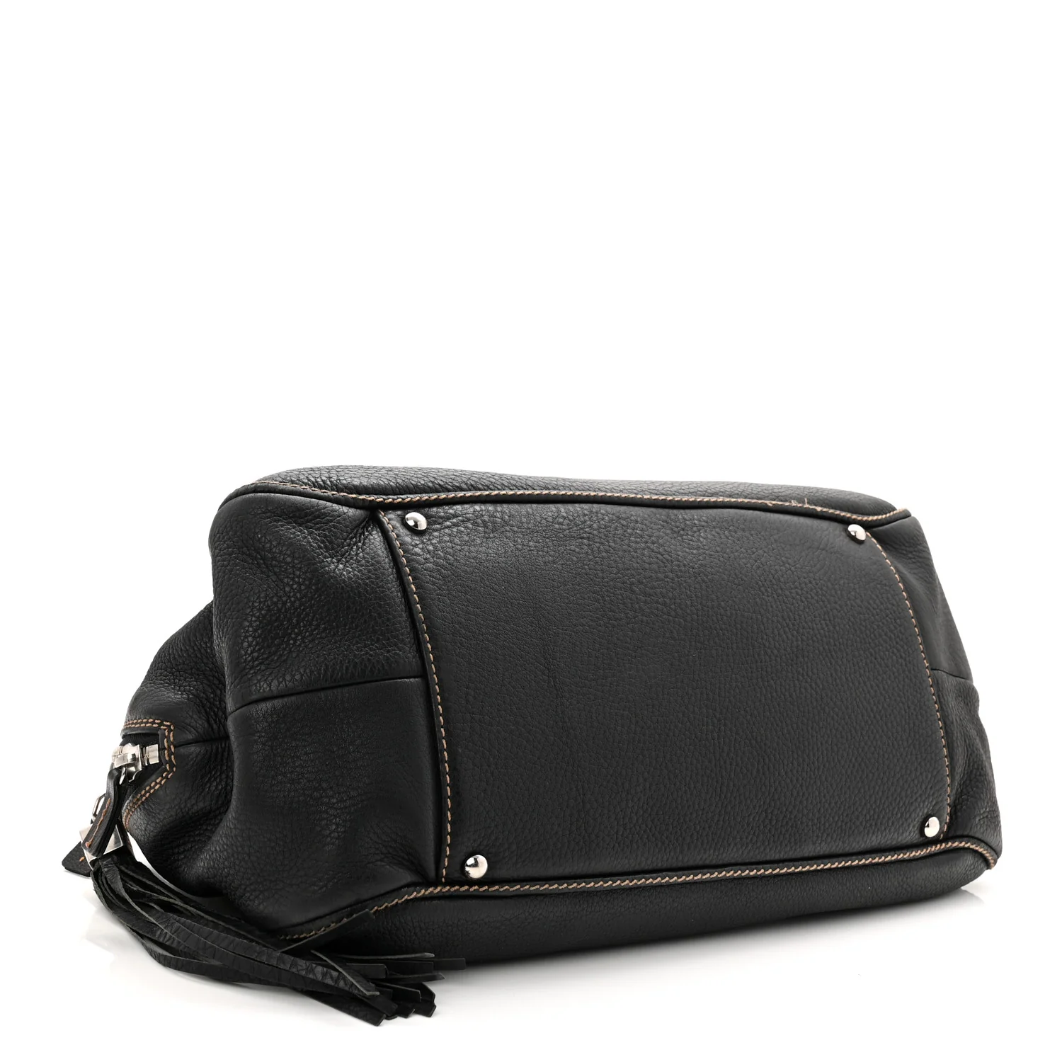 Calfskin Large Tassel Bowler Black - Image 4