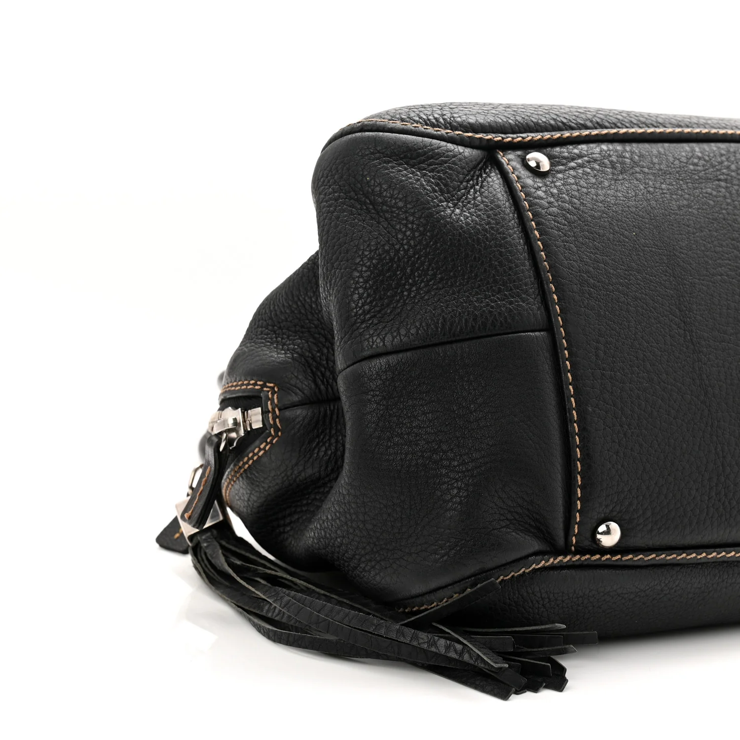 Calfskin Large Tassel Bowler Black - Image 9
