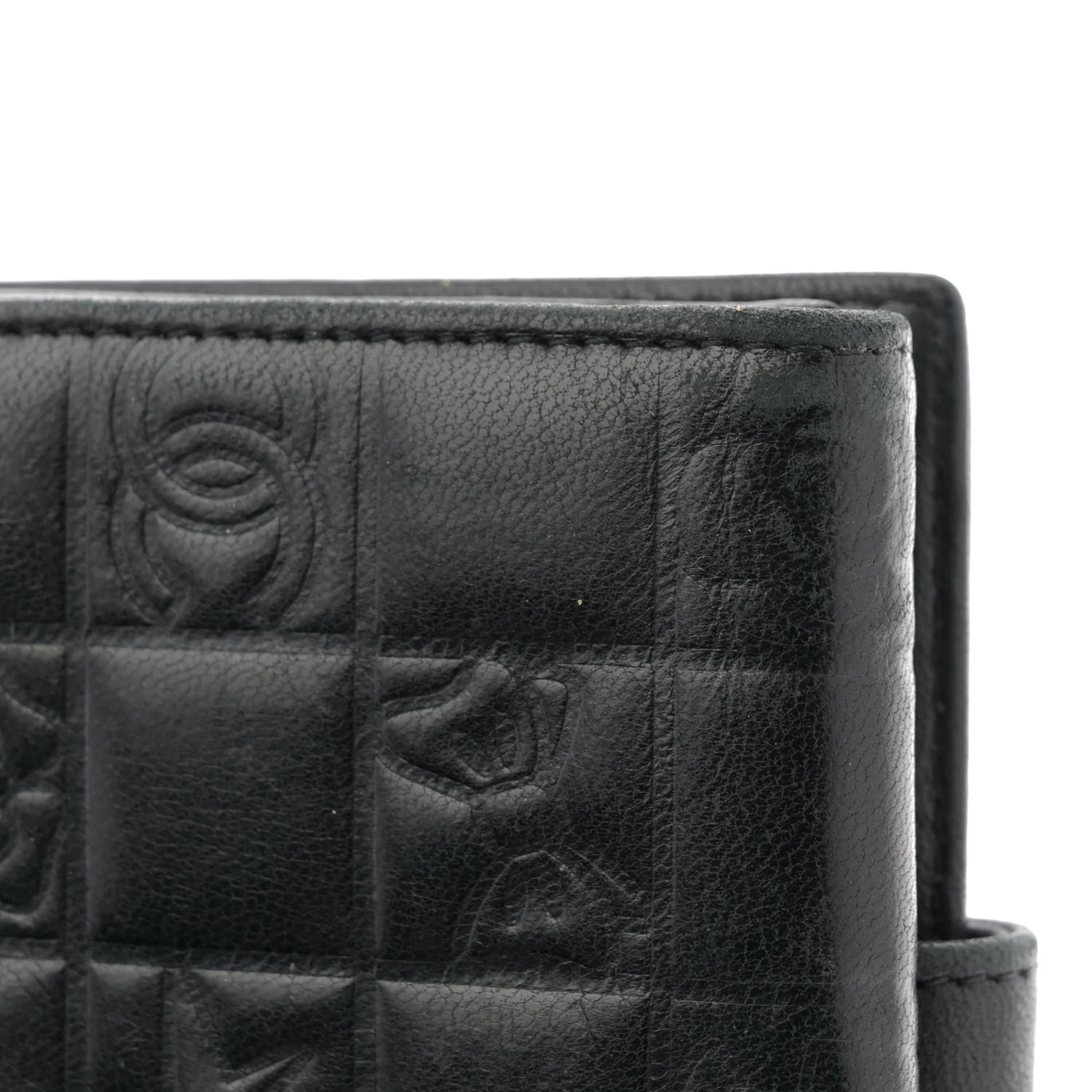 Calfskin Lucky Symbols Compact French Flap Wallet Black - Image 10