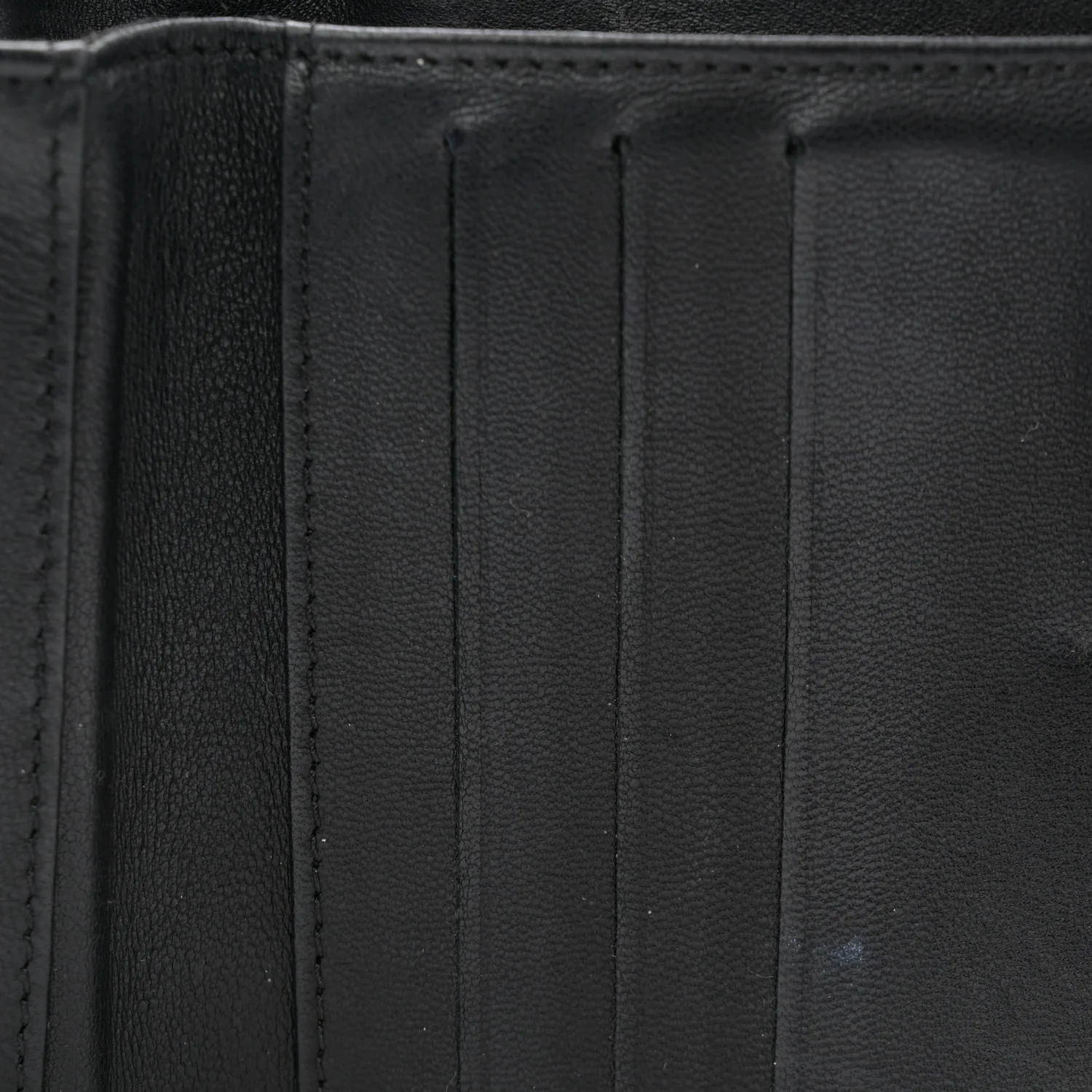 Calfskin Lucky Symbols Compact French Flap Wallet Black - Image 8