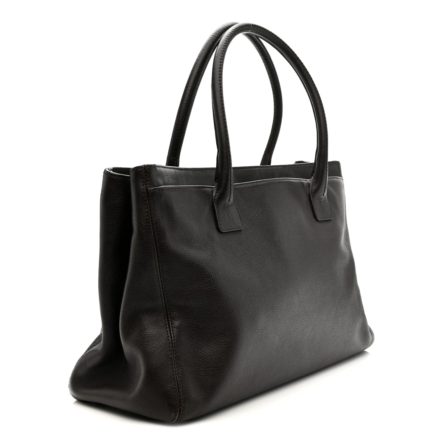 Calfskin Mademoiselle Lock Cerf Shopper Tote Brown - Image 5