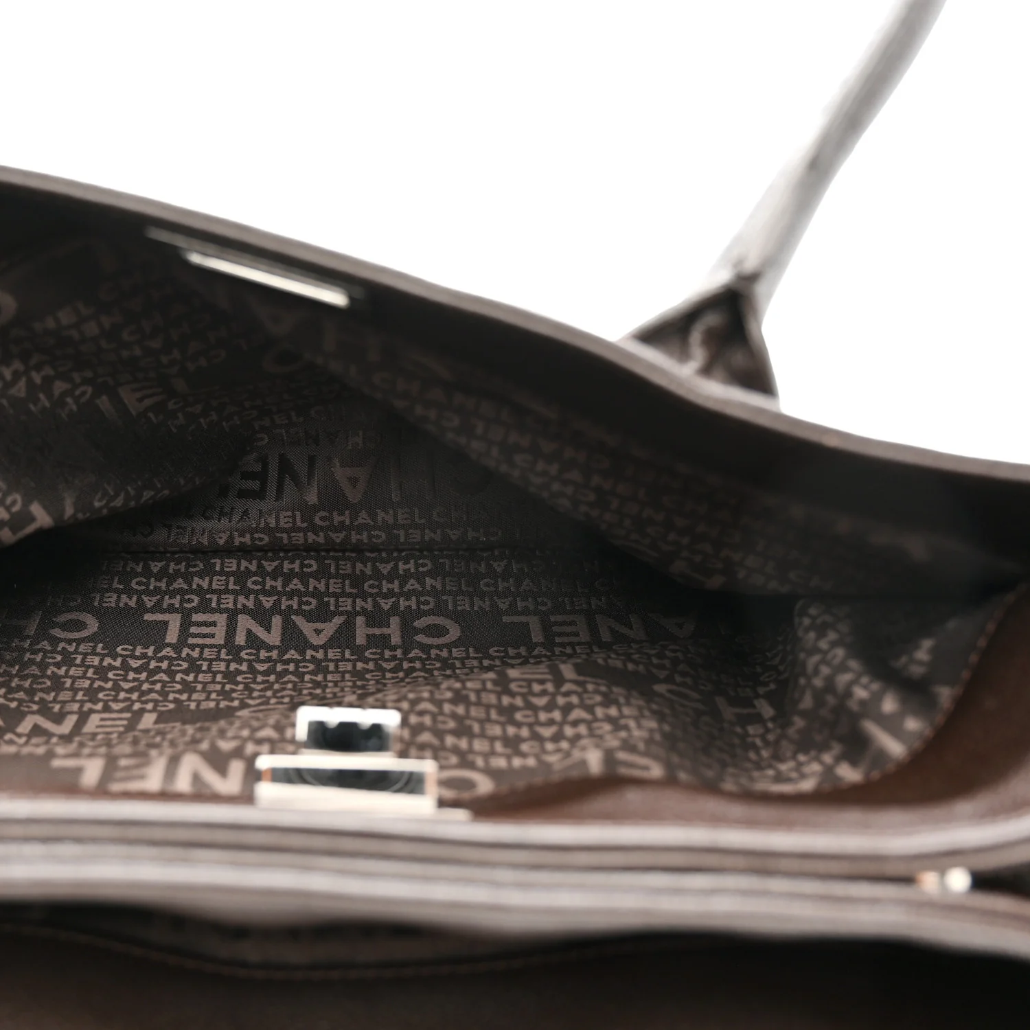 Calfskin Mademoiselle Lock Cerf Shopper Tote Brown - Image 9