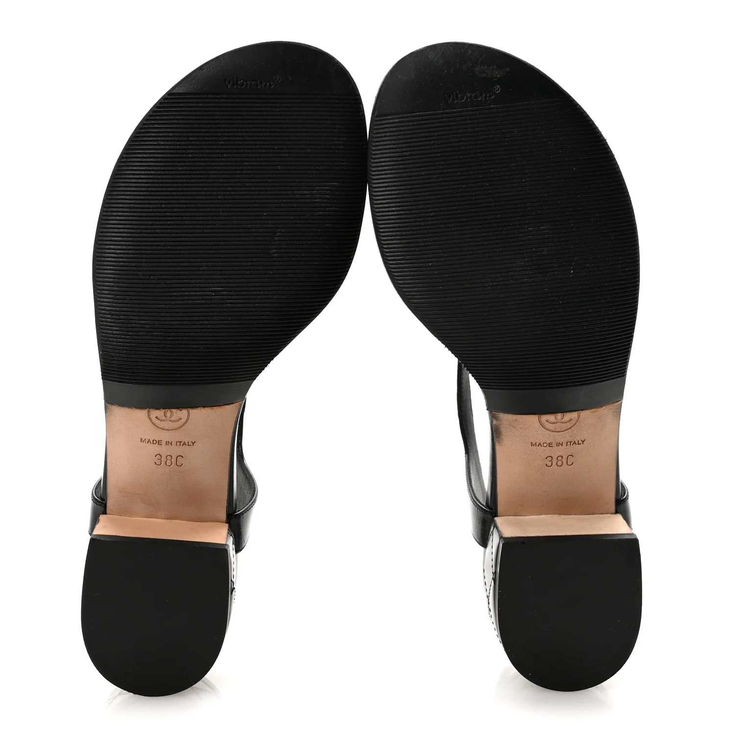 Calfskin Medallion CC Thong Sandals 38 Black - Image 6