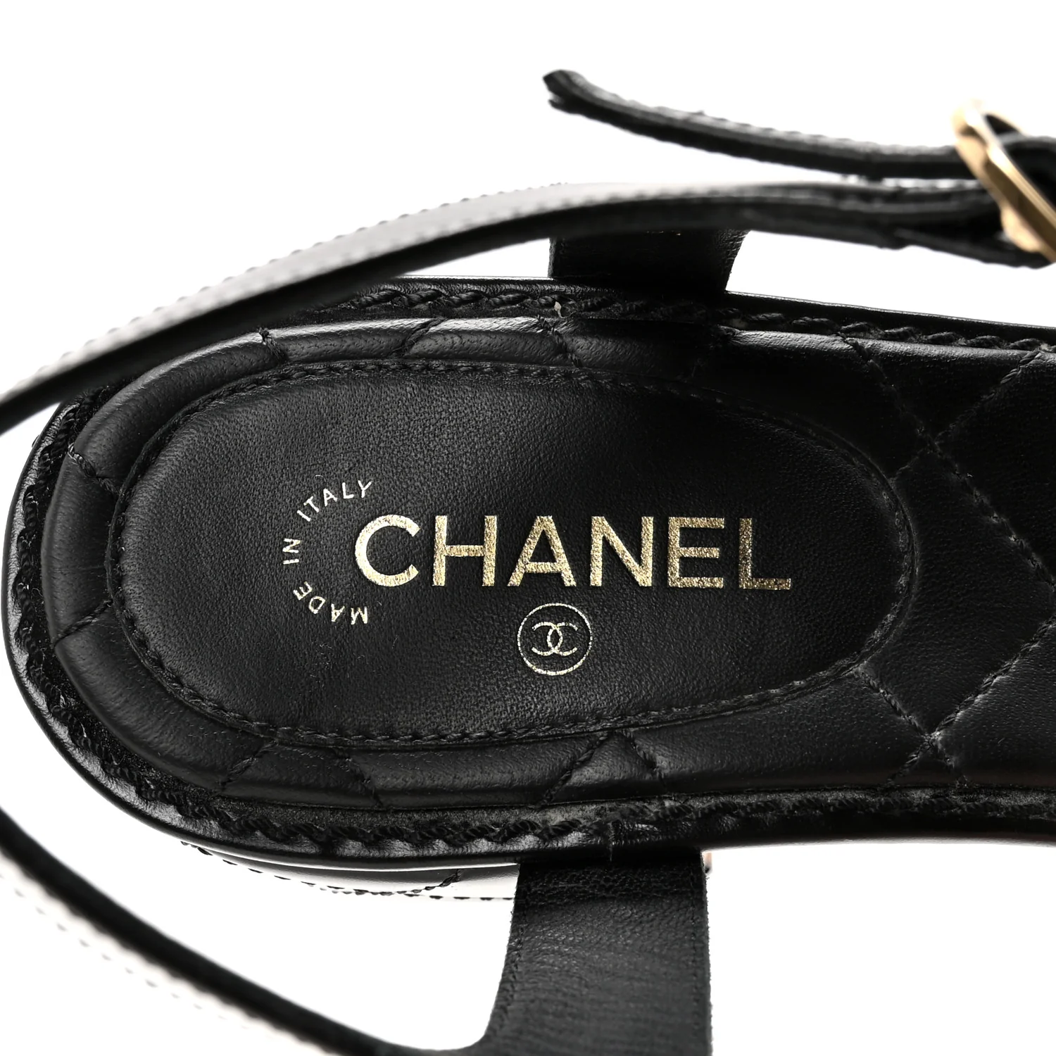 Calfskin Medallion CC Thong Sandals 38 Black - Image 8