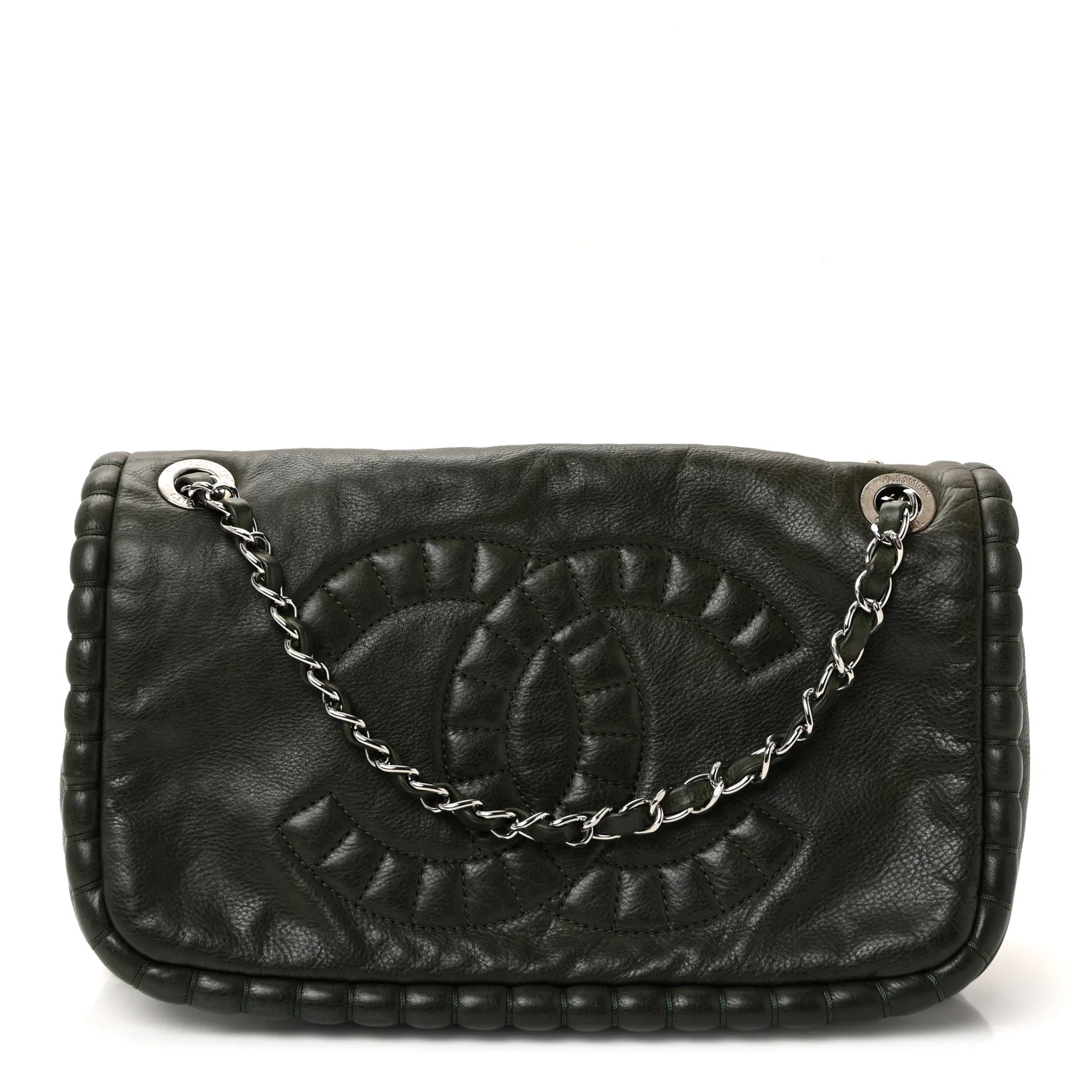 Calfskin Medium On the Bund Flap Dark Khaki