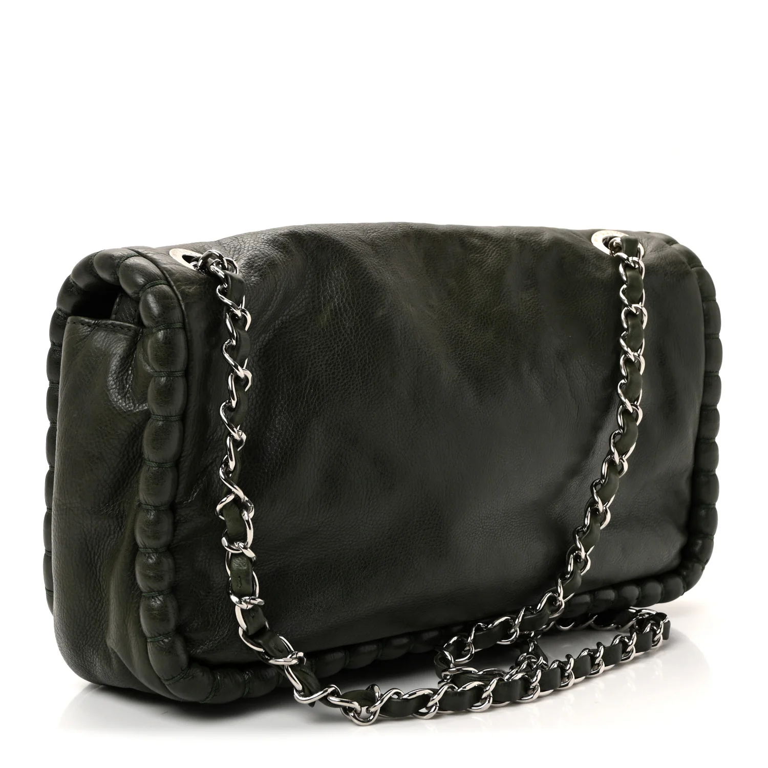 Calfskin Medium On the Bund Flap Dark Khaki - Image 3