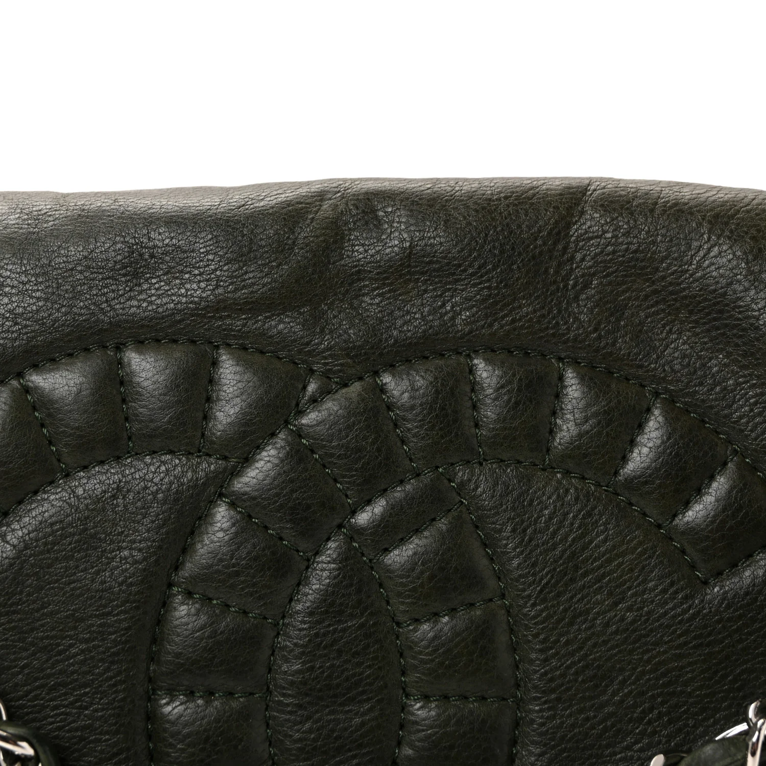 Calfskin Medium On the Bund Flap Dark Khaki - Image 8