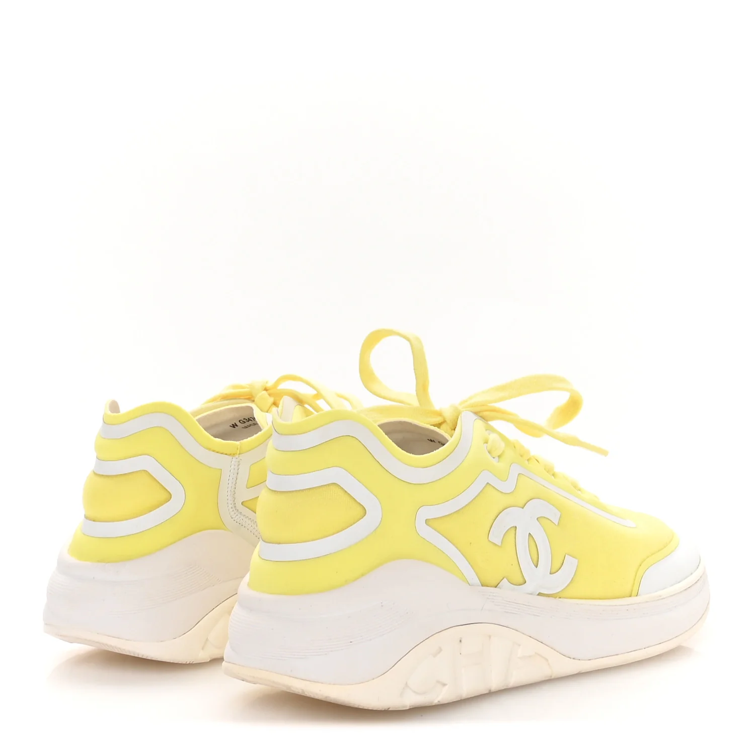 Calfskin Mesh Lycra Logo Sneakers 39.5 Yellow - Image 5
