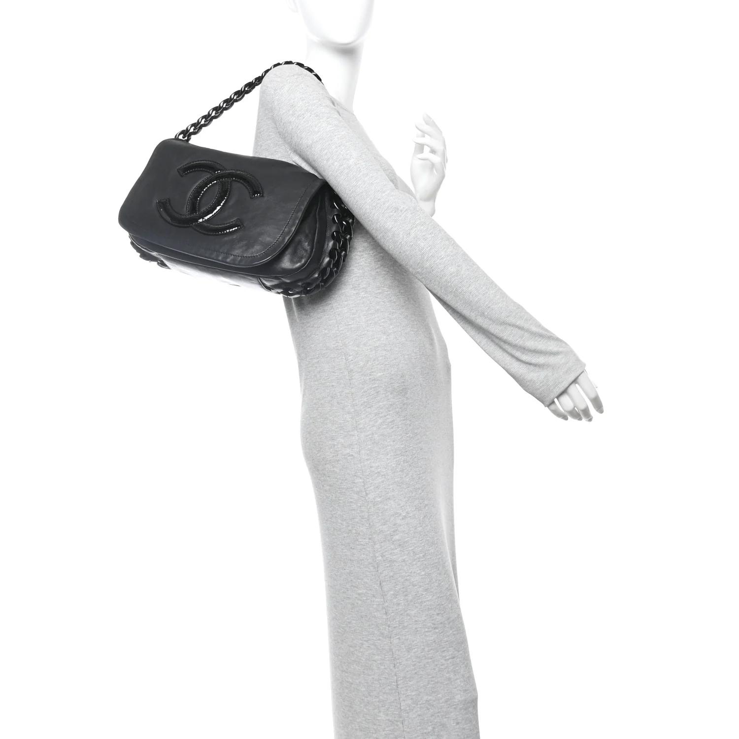 Calfskin Modern Chain Rhodoid Flap Black - Image 2