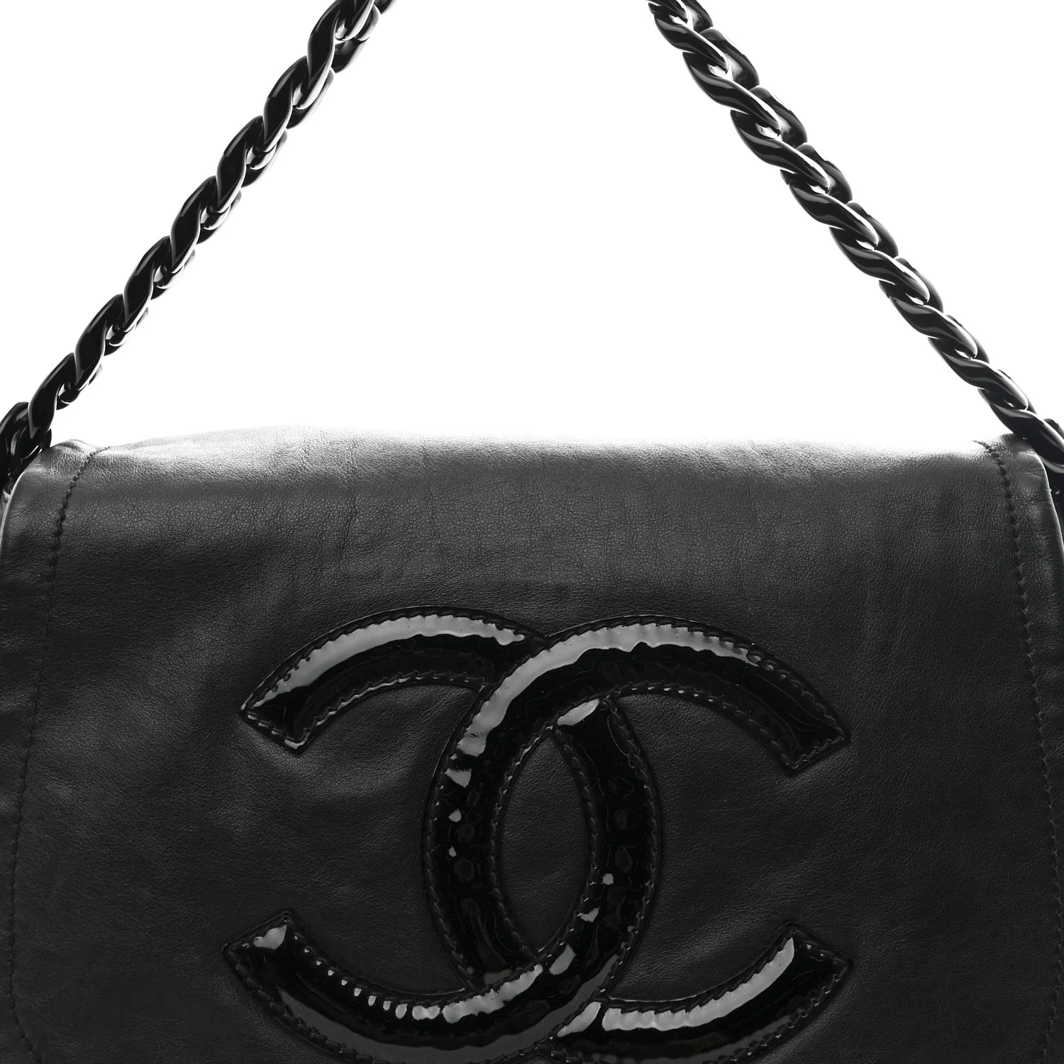 Calfskin Modern Chain Rhodoid Flap Black - Image 8