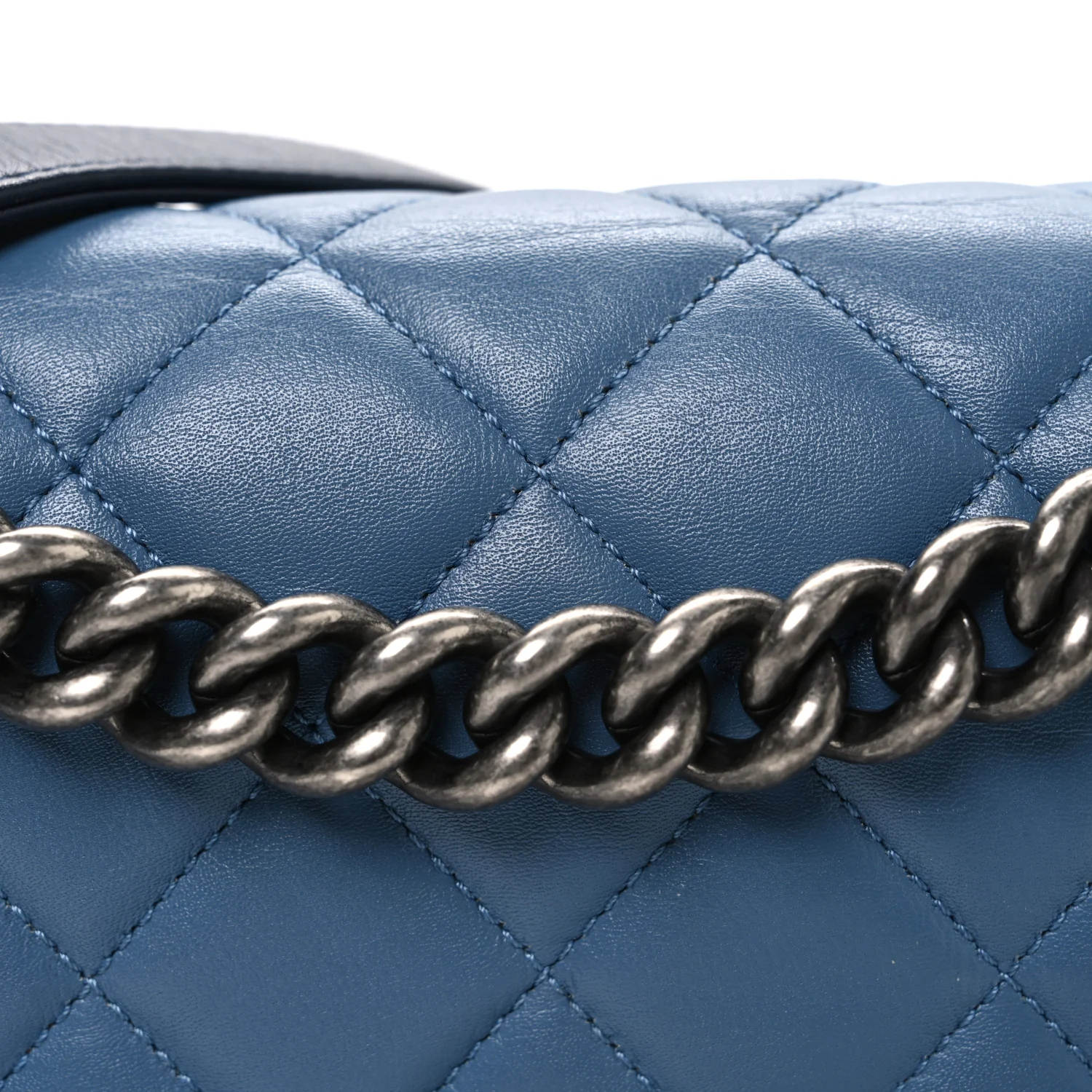 Calfskin Ombre Faded Quilted Medium Boy Flap Blue - Image 8