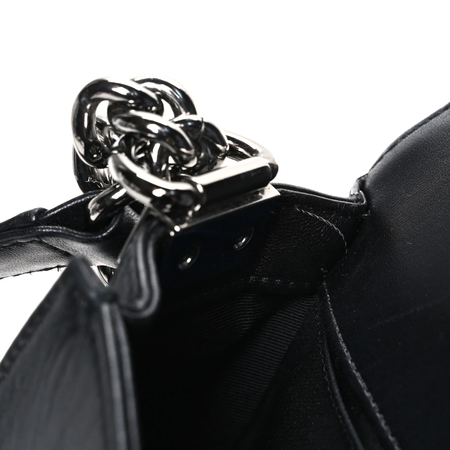 Calfskin Patent Braided Medium Boy Flap Black - Image 11