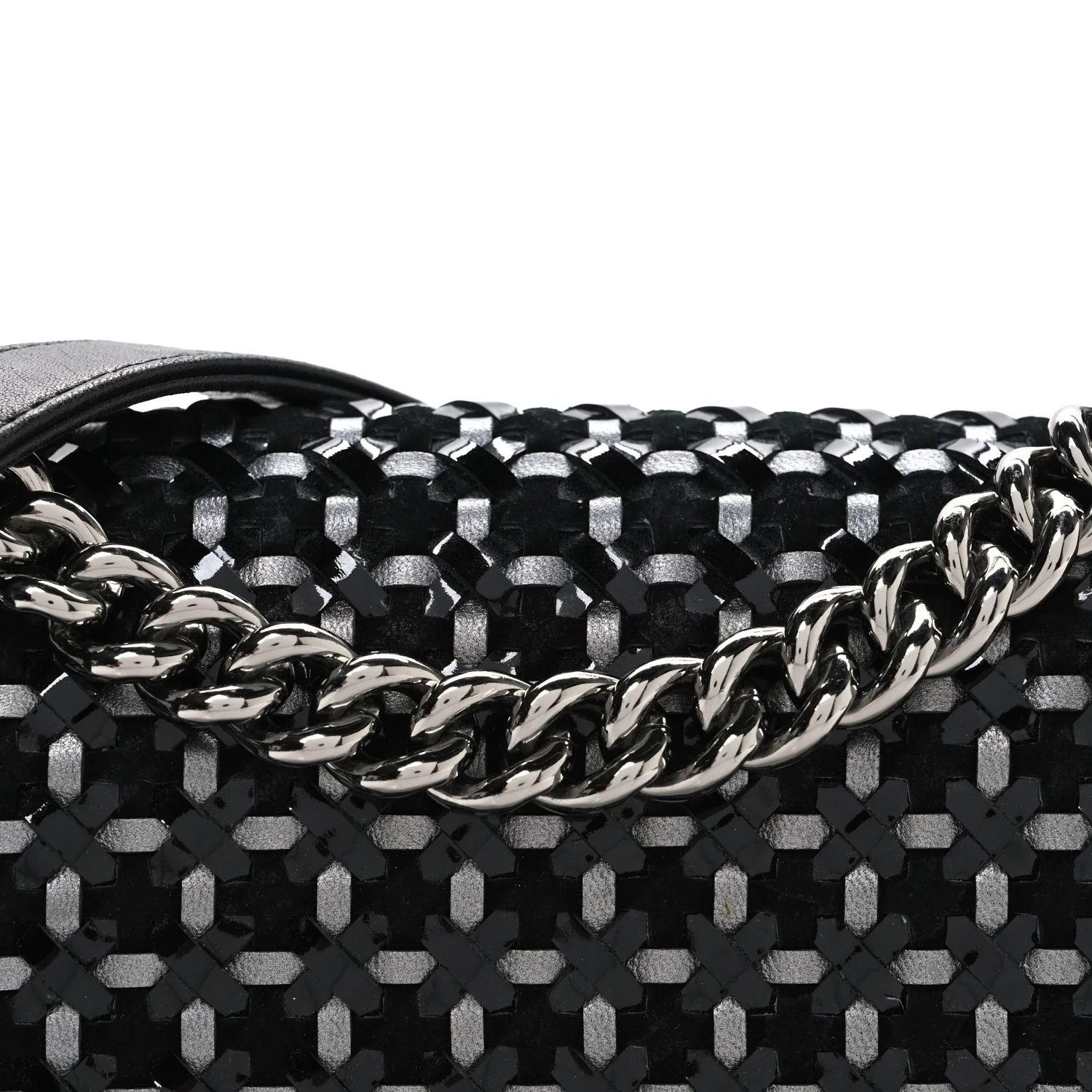 Calfskin Patent Braided Medium Boy Flap Black - Image 8
