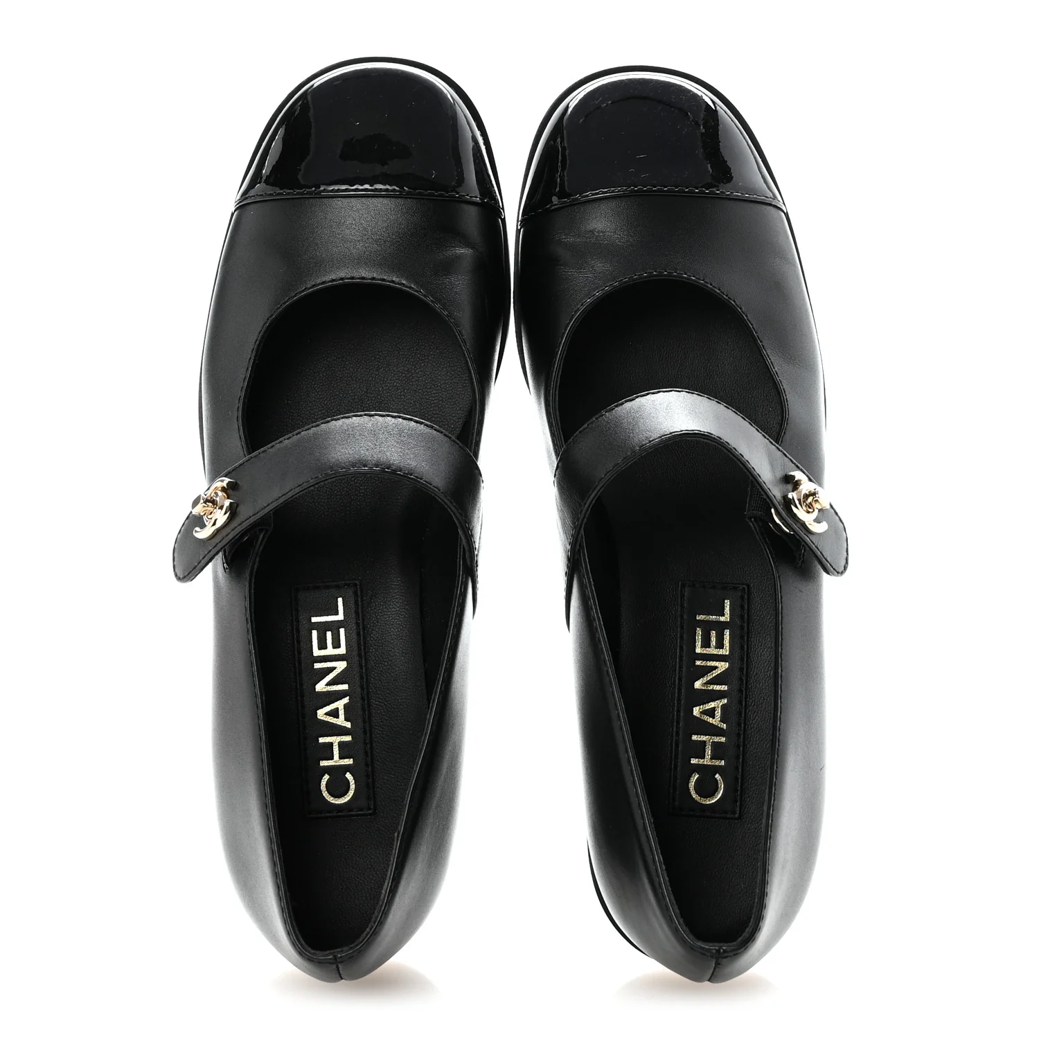 Calfskin Patent Mary Janes Flats 37 Black - Image 3