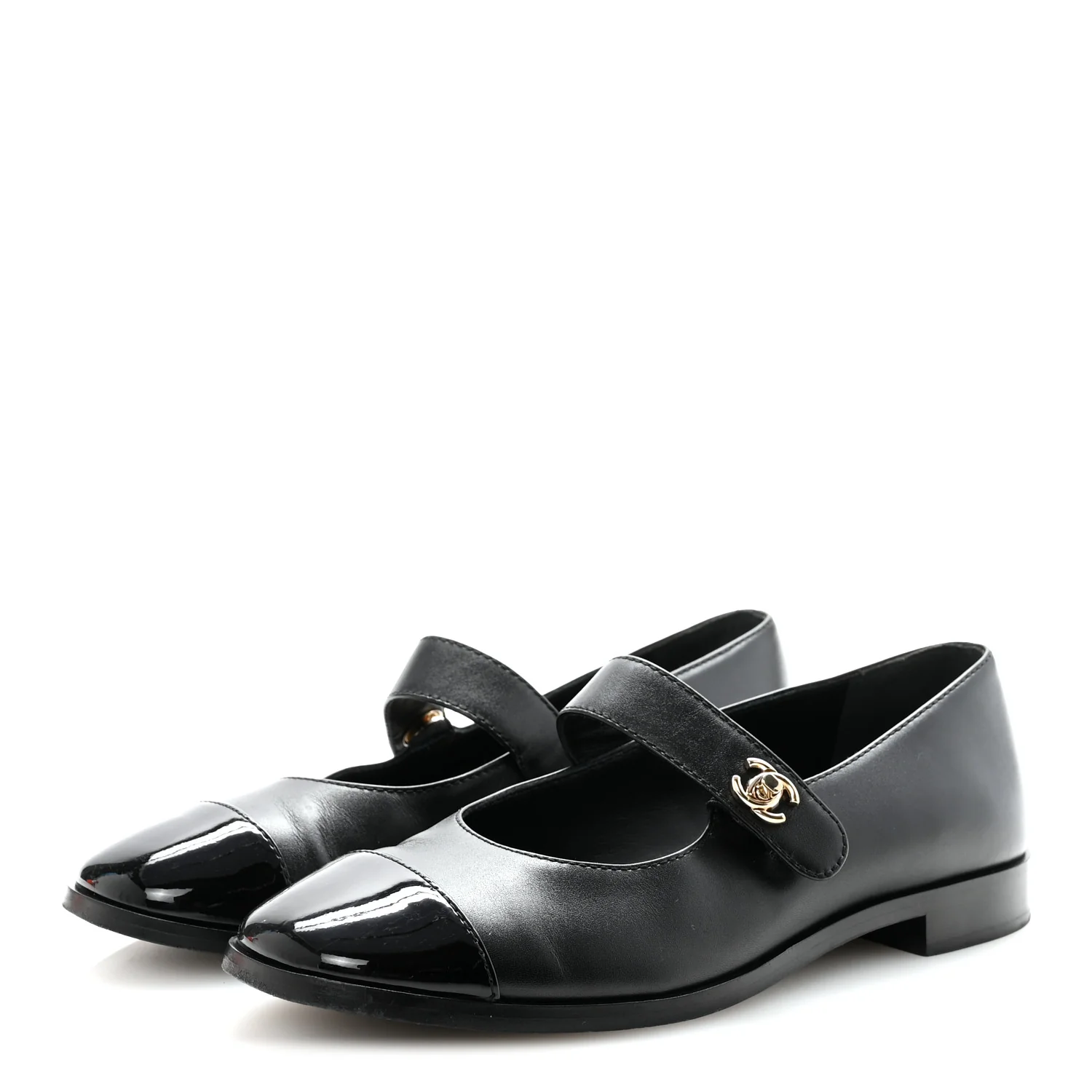 Calfskin Patent Mary Janes Flats 37 Black - Image 7