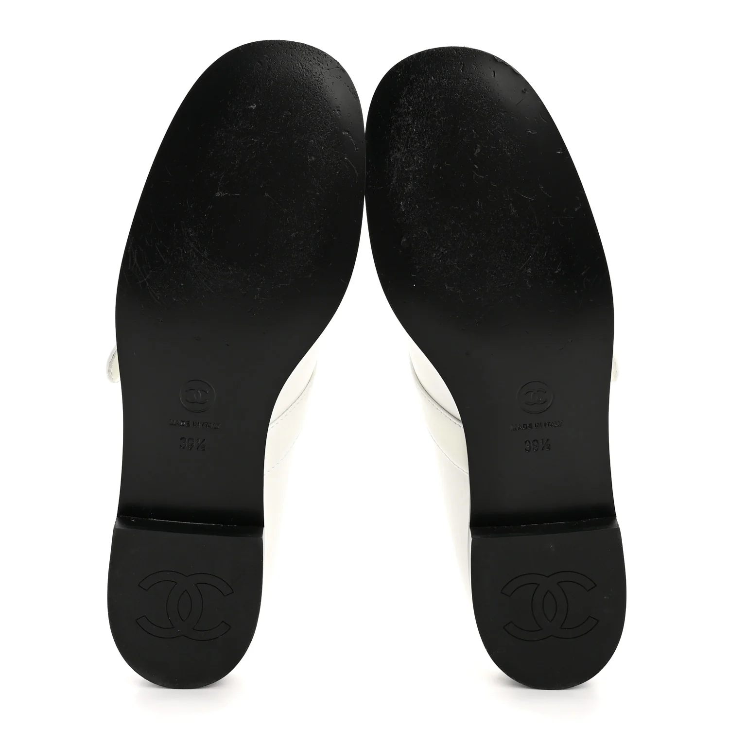 Calfskin Patent Mary Janes Flats 39.5 White Black - Image 6