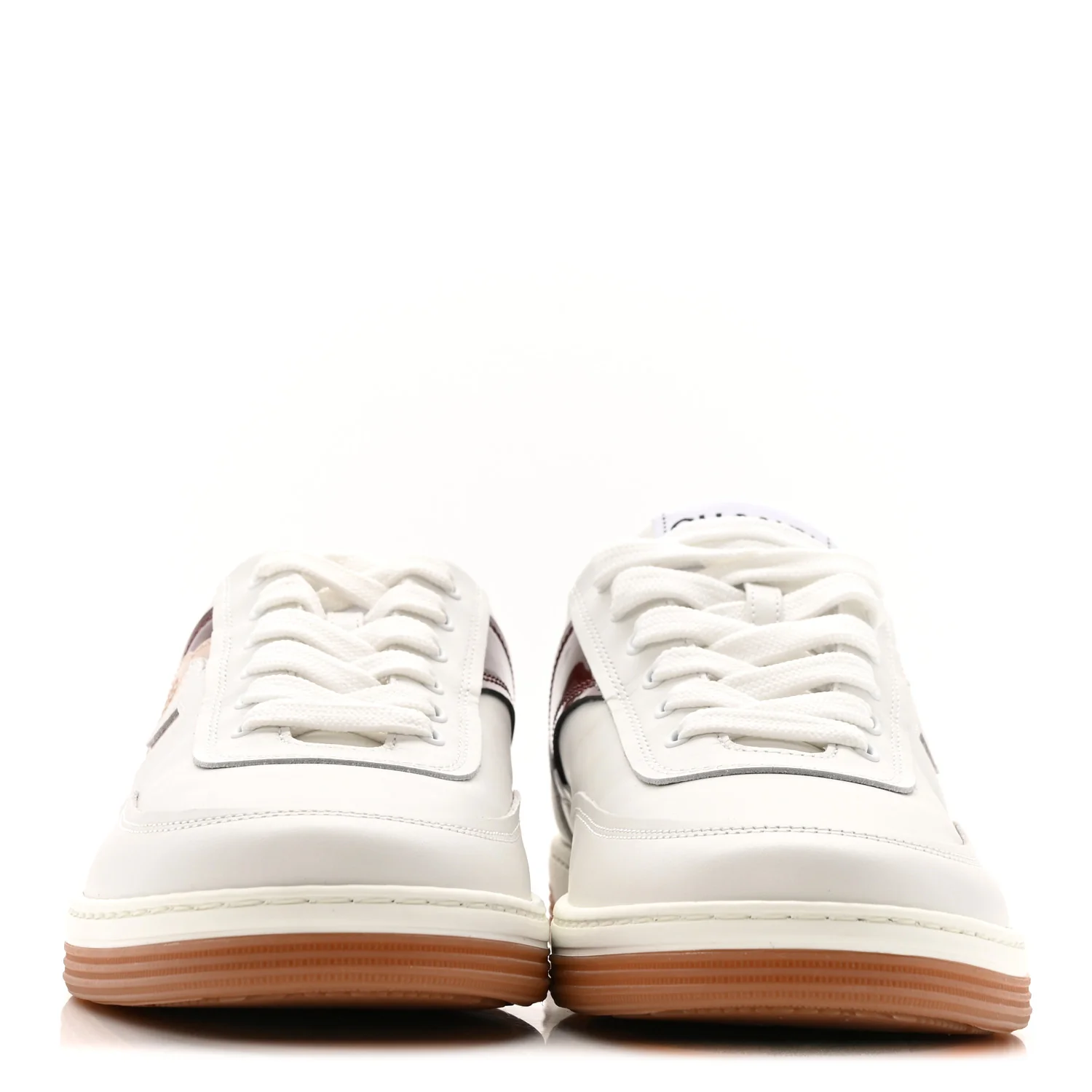 Calfskin Patent Womens CC Sneakers 36 White Burgundy Beige - Image 3