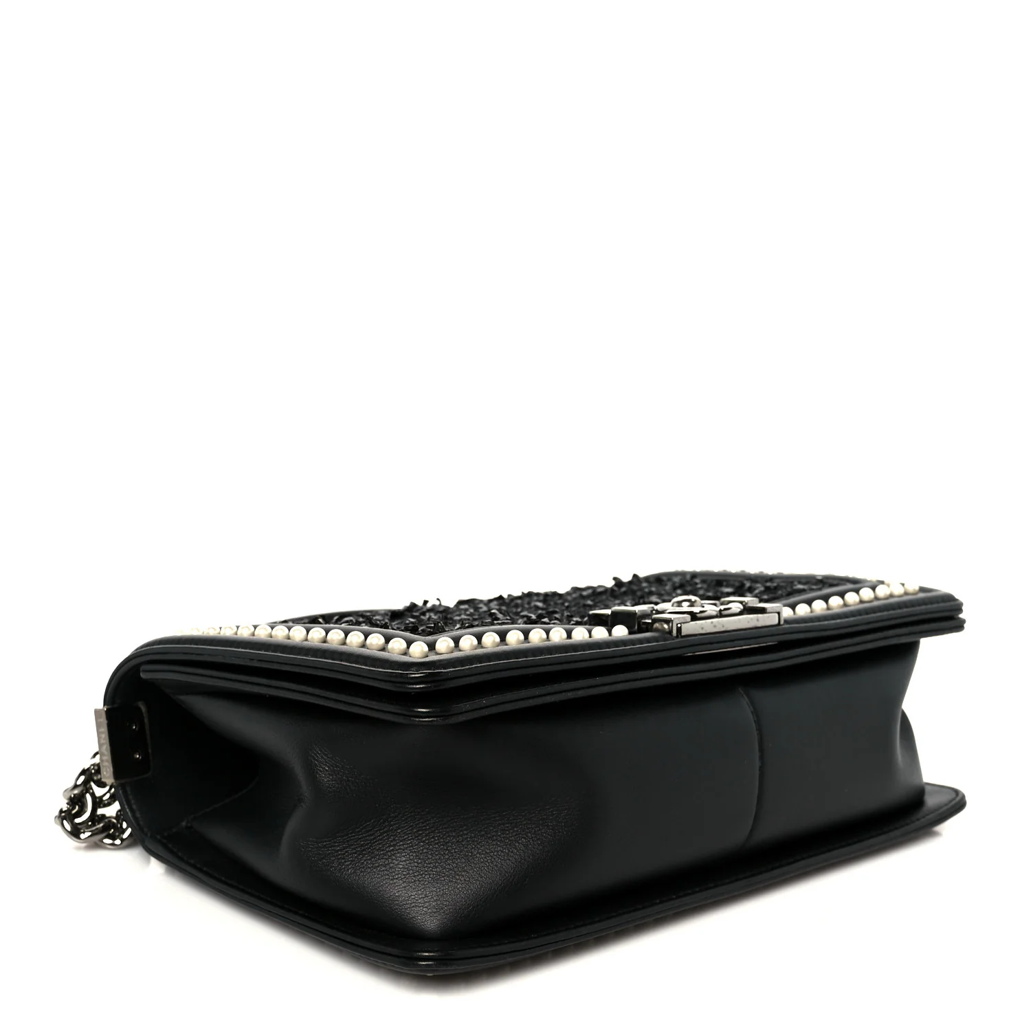 Calfskin Pearl Tweed Medium Boy Flap Black - Image 4