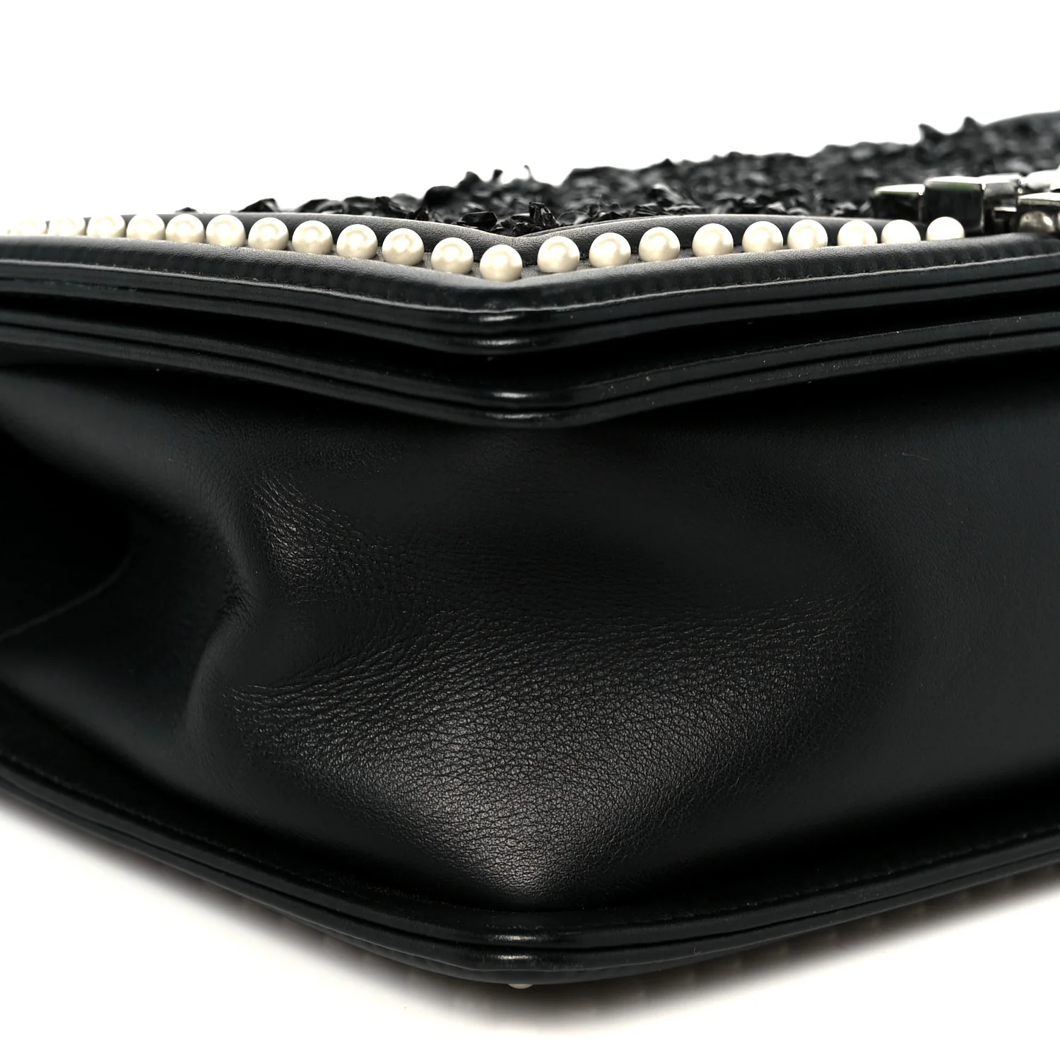 Calfskin Pearl Tweed Medium Boy Flap Black - Image 9