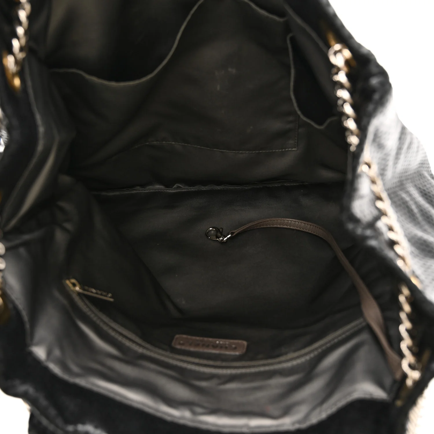 Calfskin Perforated Drill Tote Bag Black - Image 5