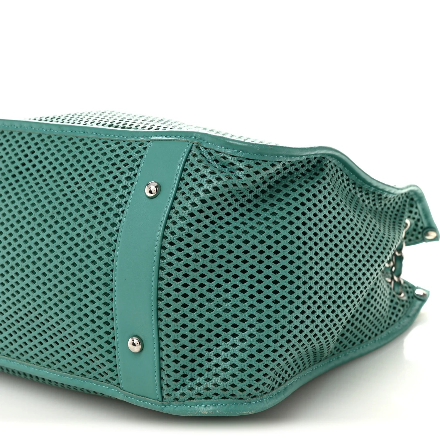 Calfskin Perforated Up In The Air Tote Green - Image 10