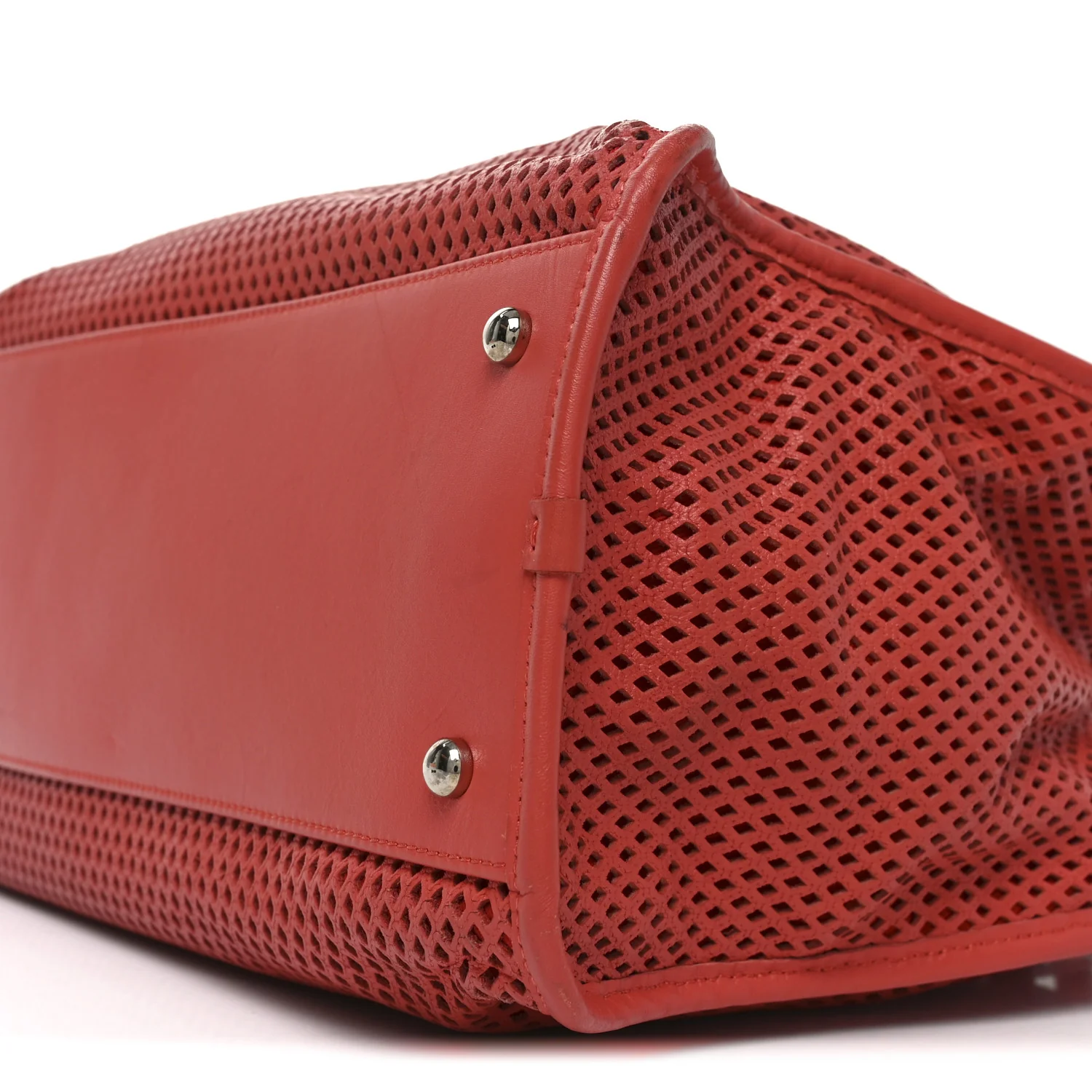 Calfskin Perforated Up In The Air Tote Red - Image 10