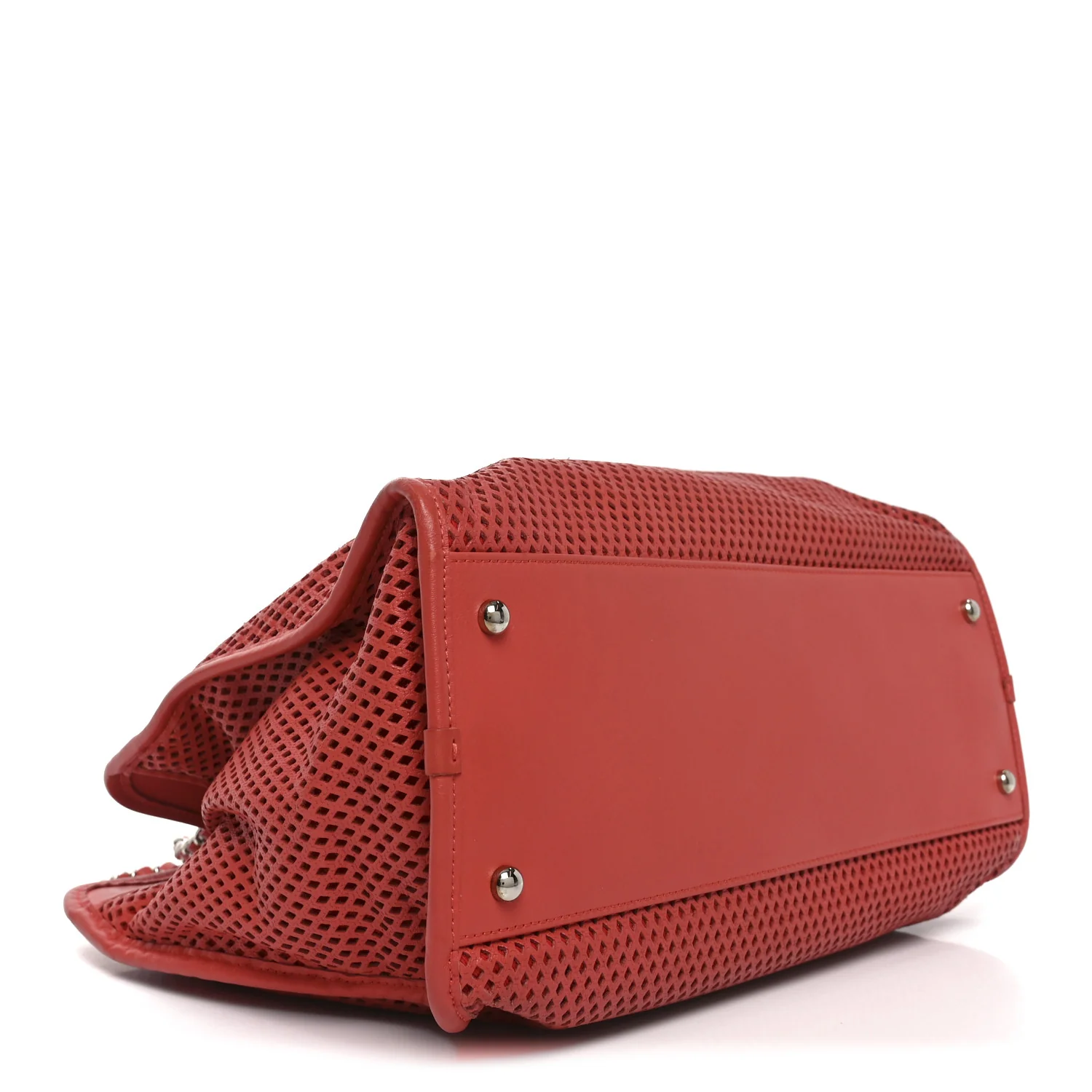 Calfskin Perforated Up In The Air Tote Red - Image 4