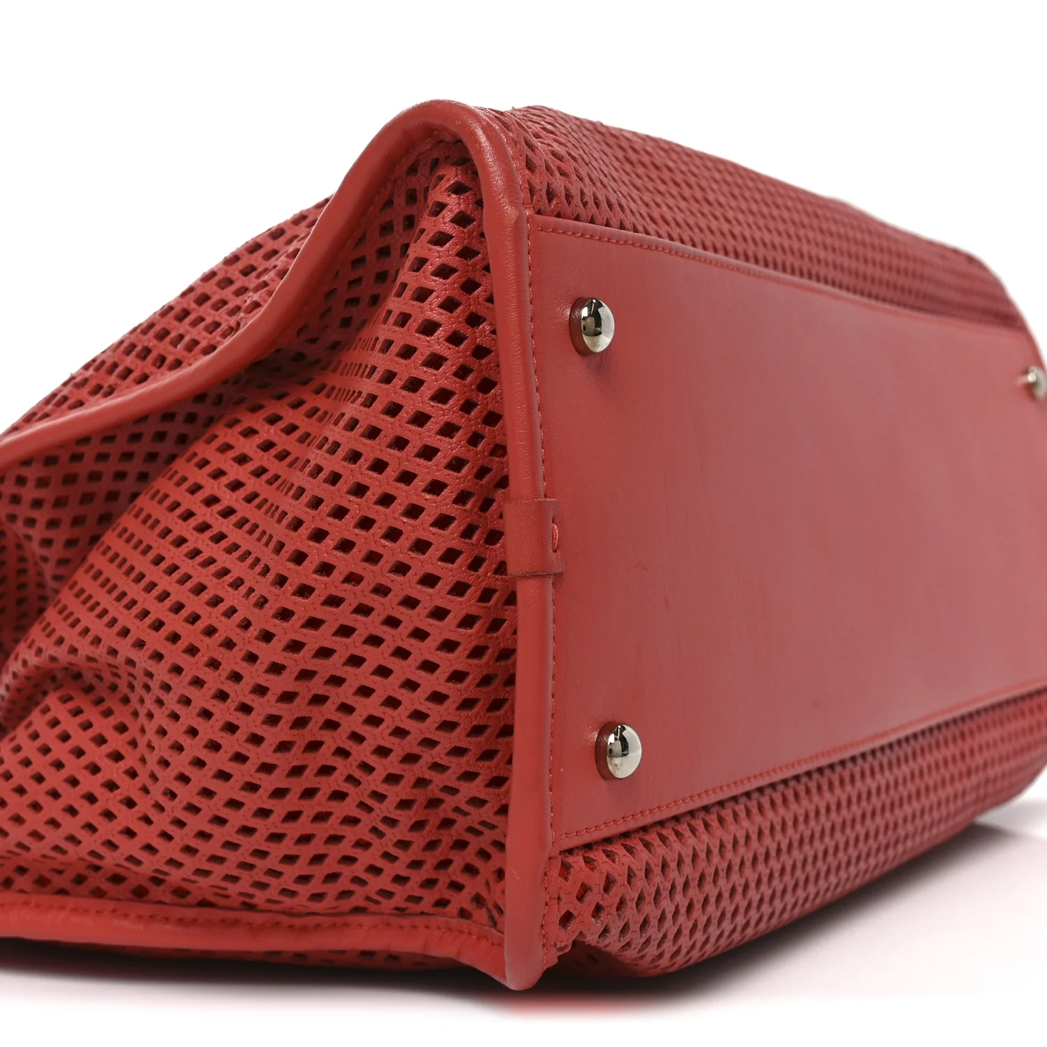 Calfskin Perforated Up In The Air Tote Red - Image 9