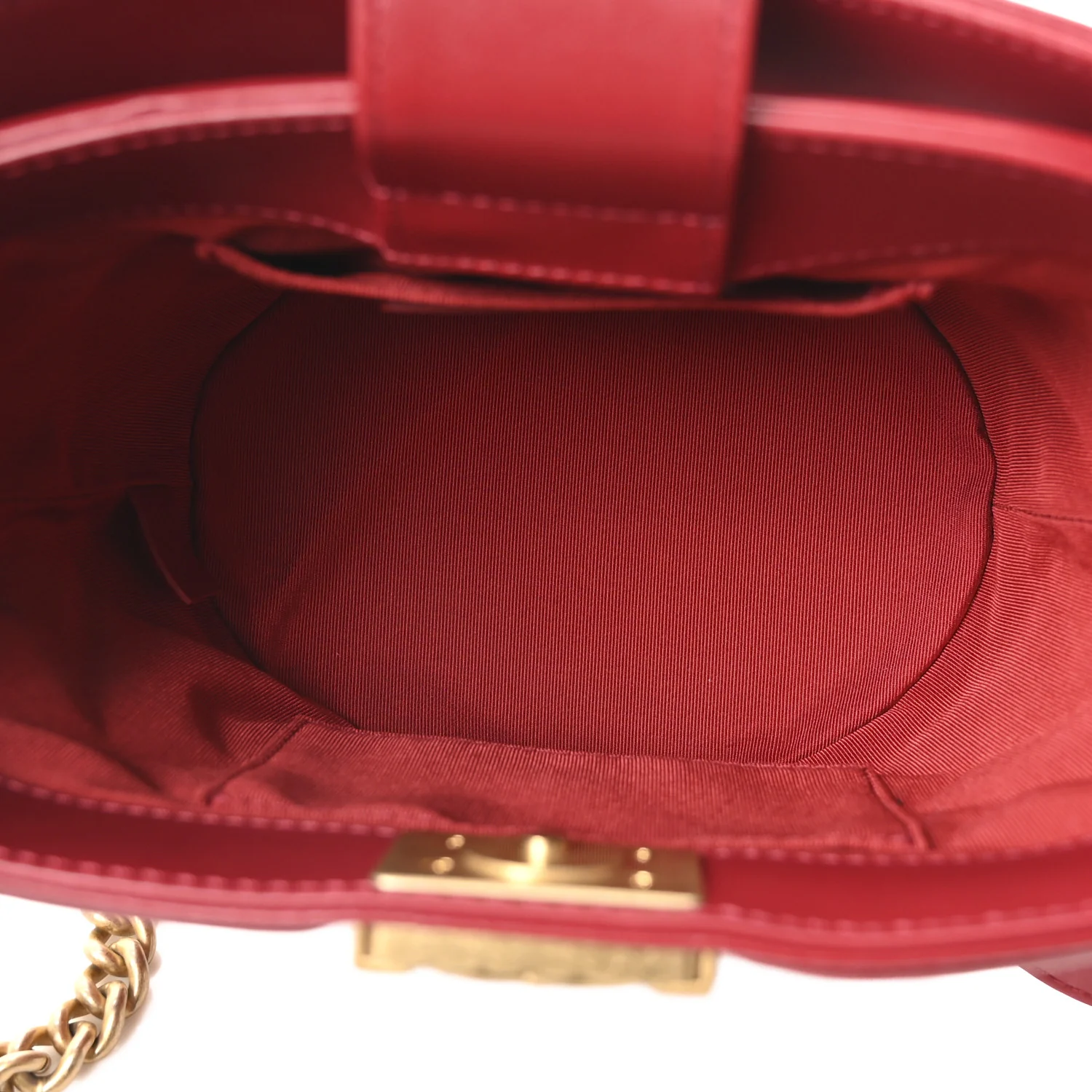 Calfskin Quilted Boy Bucket Bag Red - Image 5