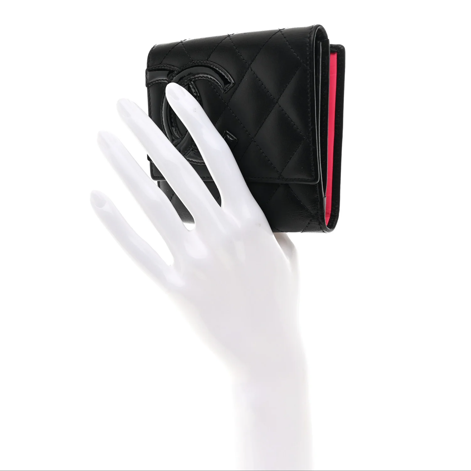 Calfskin Quilted Cambon Flap Wallet Black - Image 2