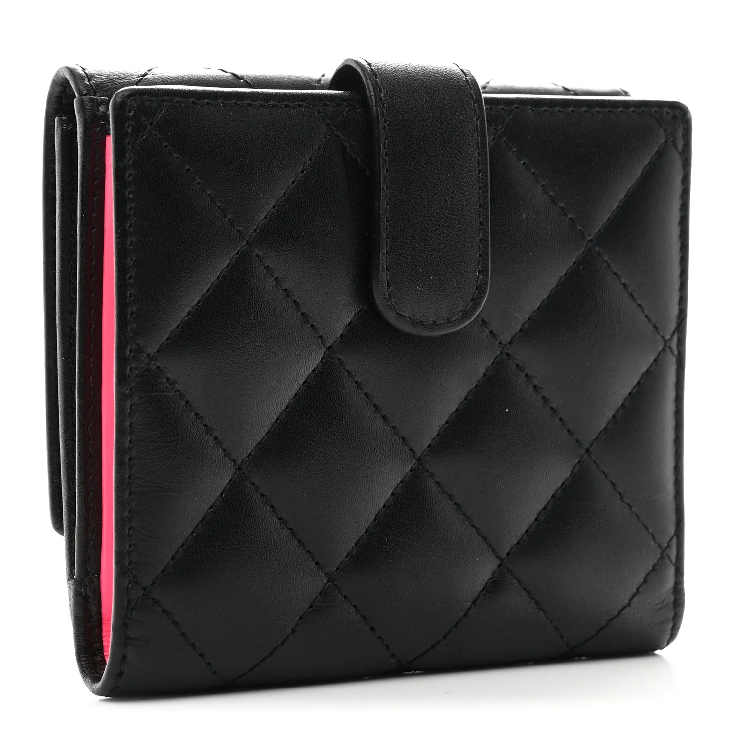 Calfskin Quilted Cambon Flap Wallet Black - Image 3