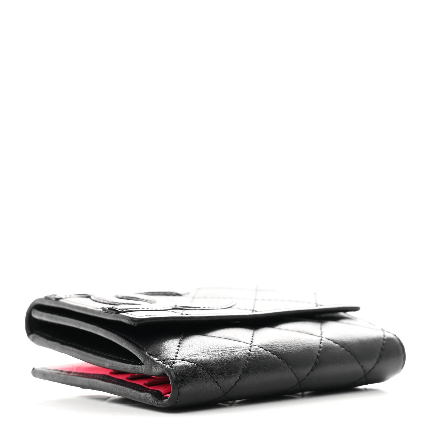 Calfskin Quilted Cambon Flap Wallet Black - Image 4