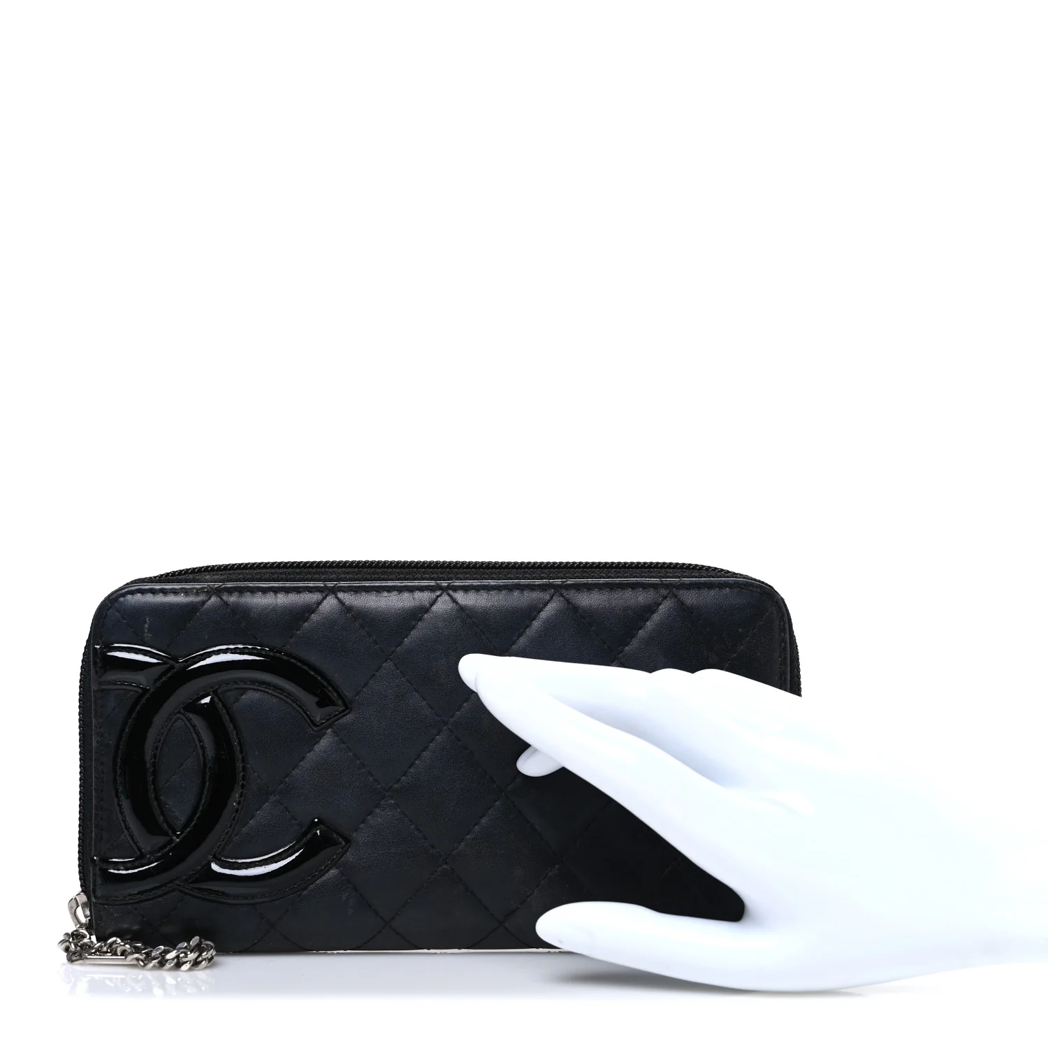 Calfskin Quilted Cambon Large Gusset Zip Around Wallet Black - Image 2
